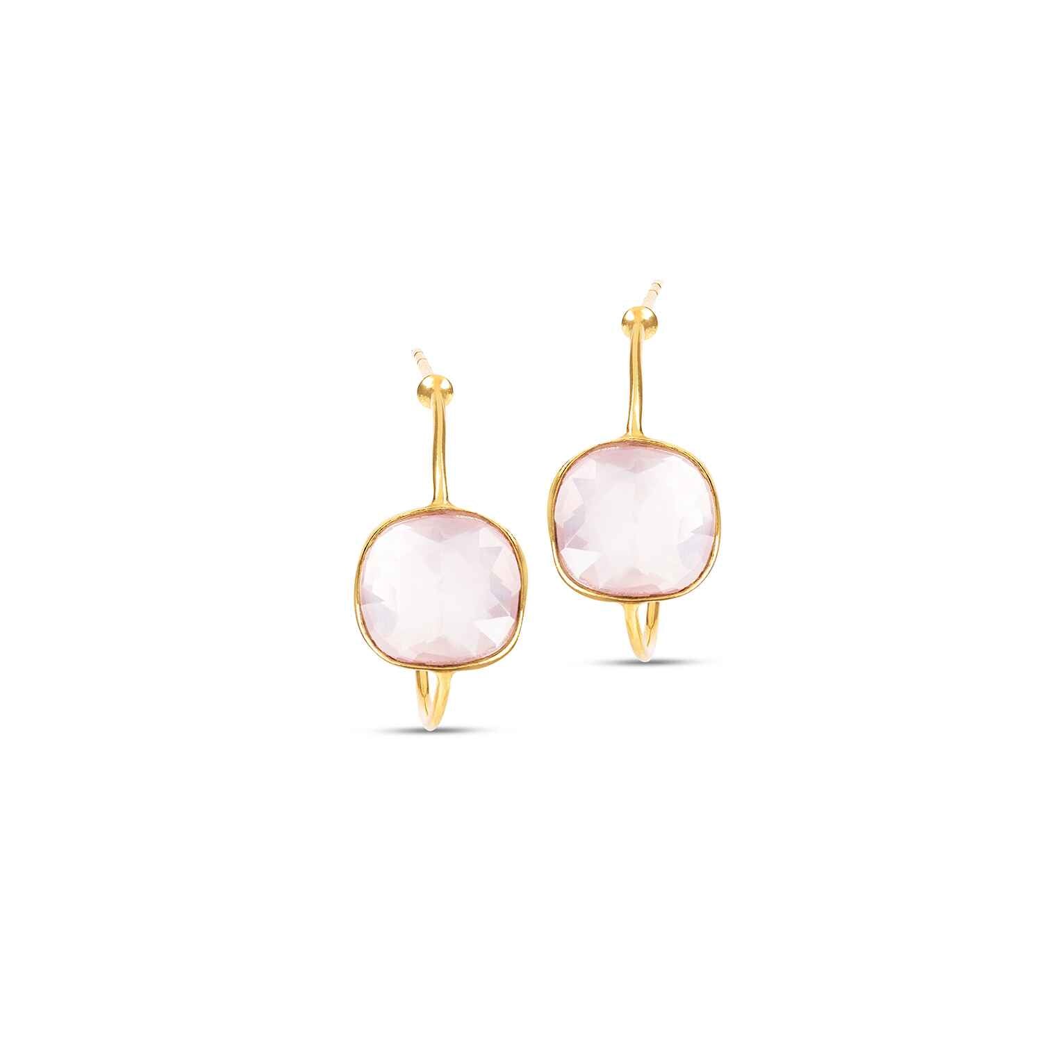 Sophia Rose Quartz Gold Hoop Earrings