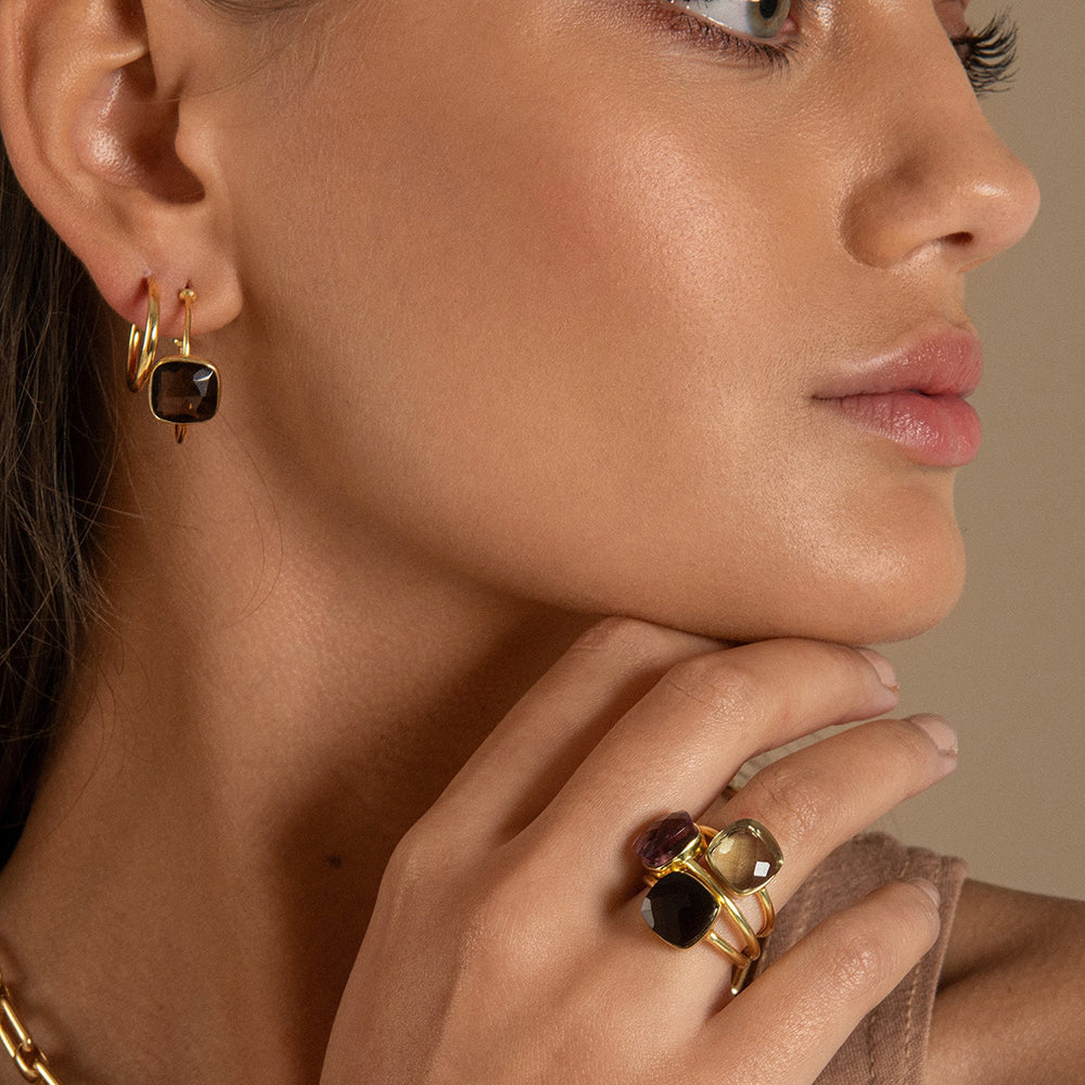 Sophia Prasiolite Gold Ring