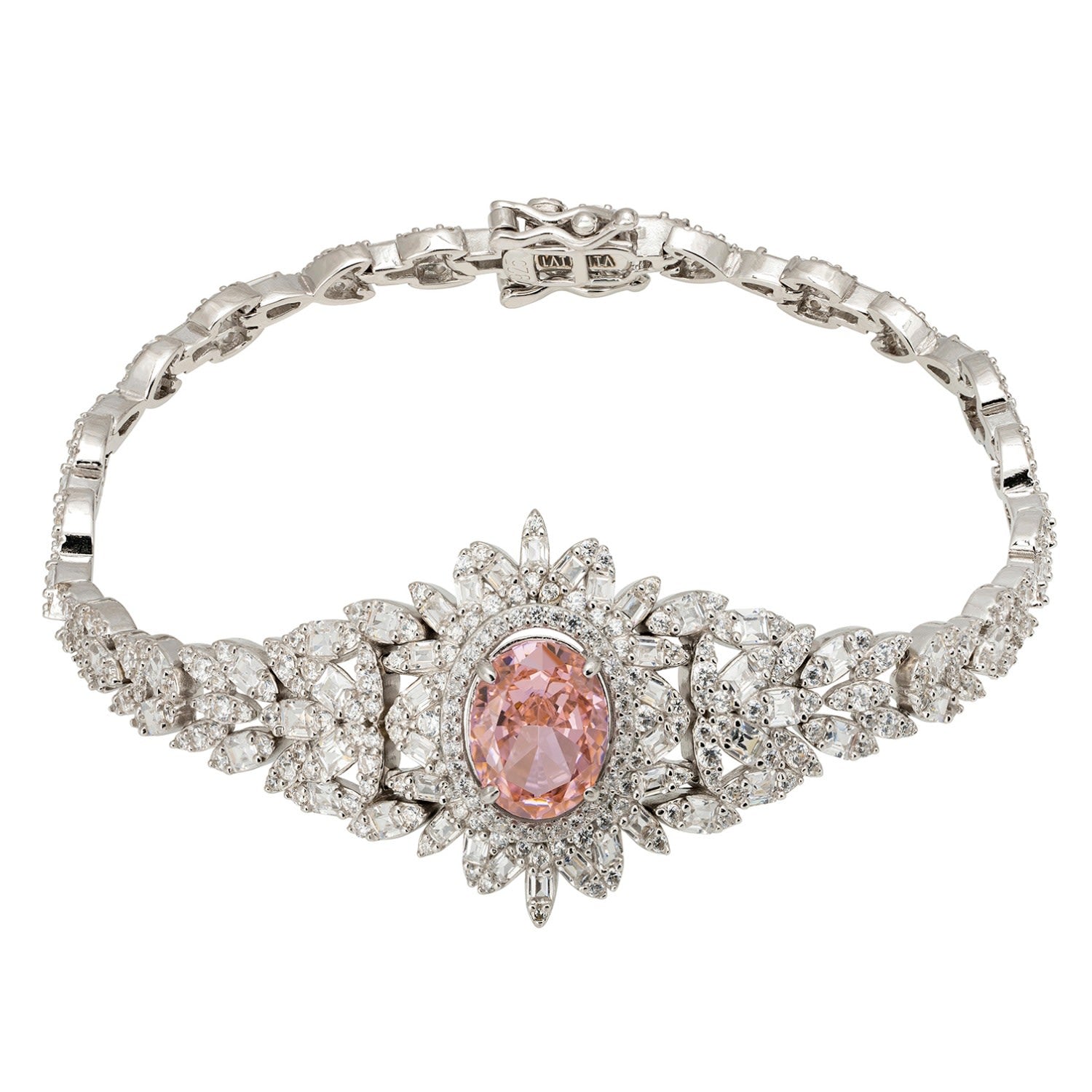 Soraya Statement Bracelet Morganite Silver
