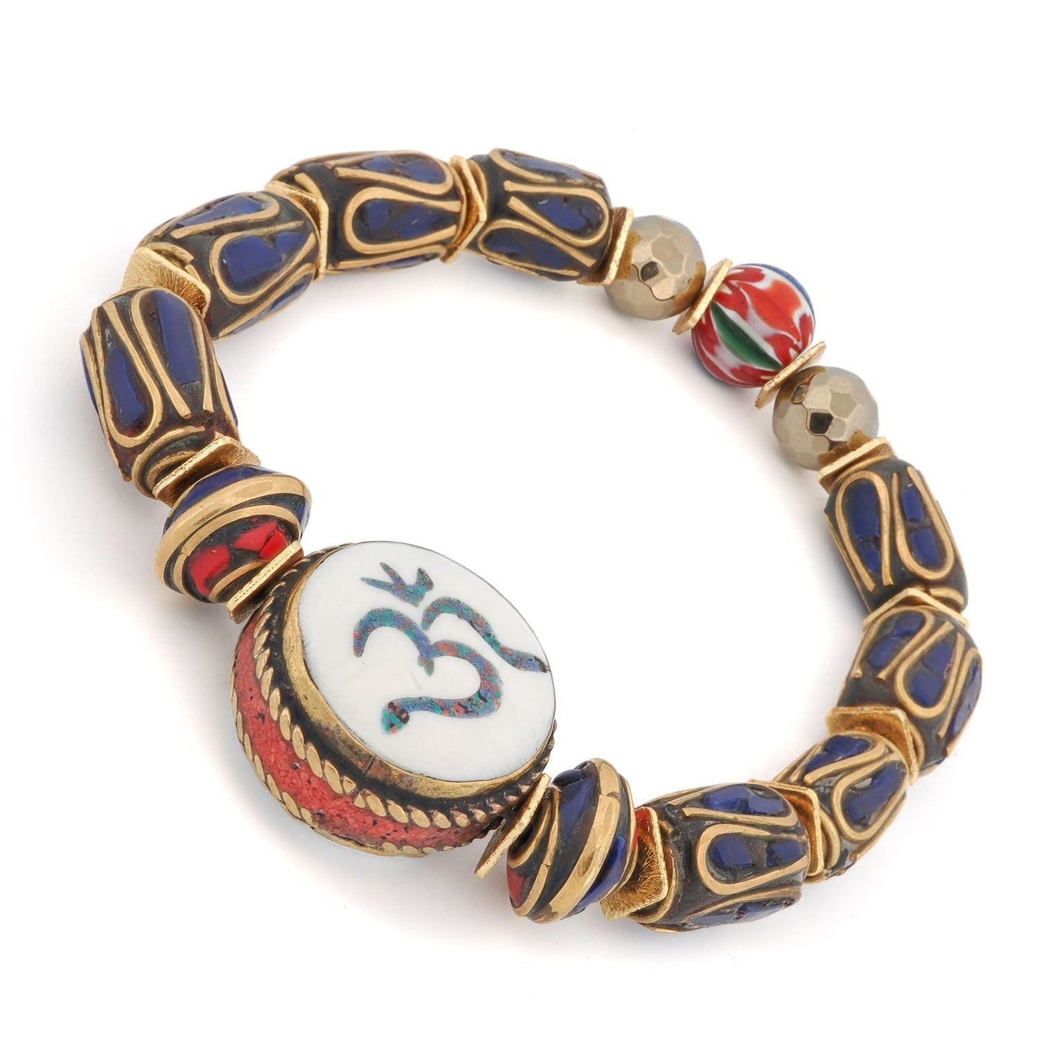 Soul Balance Om Charm Bohemian Spiritual Beaded Bracelet - Blue