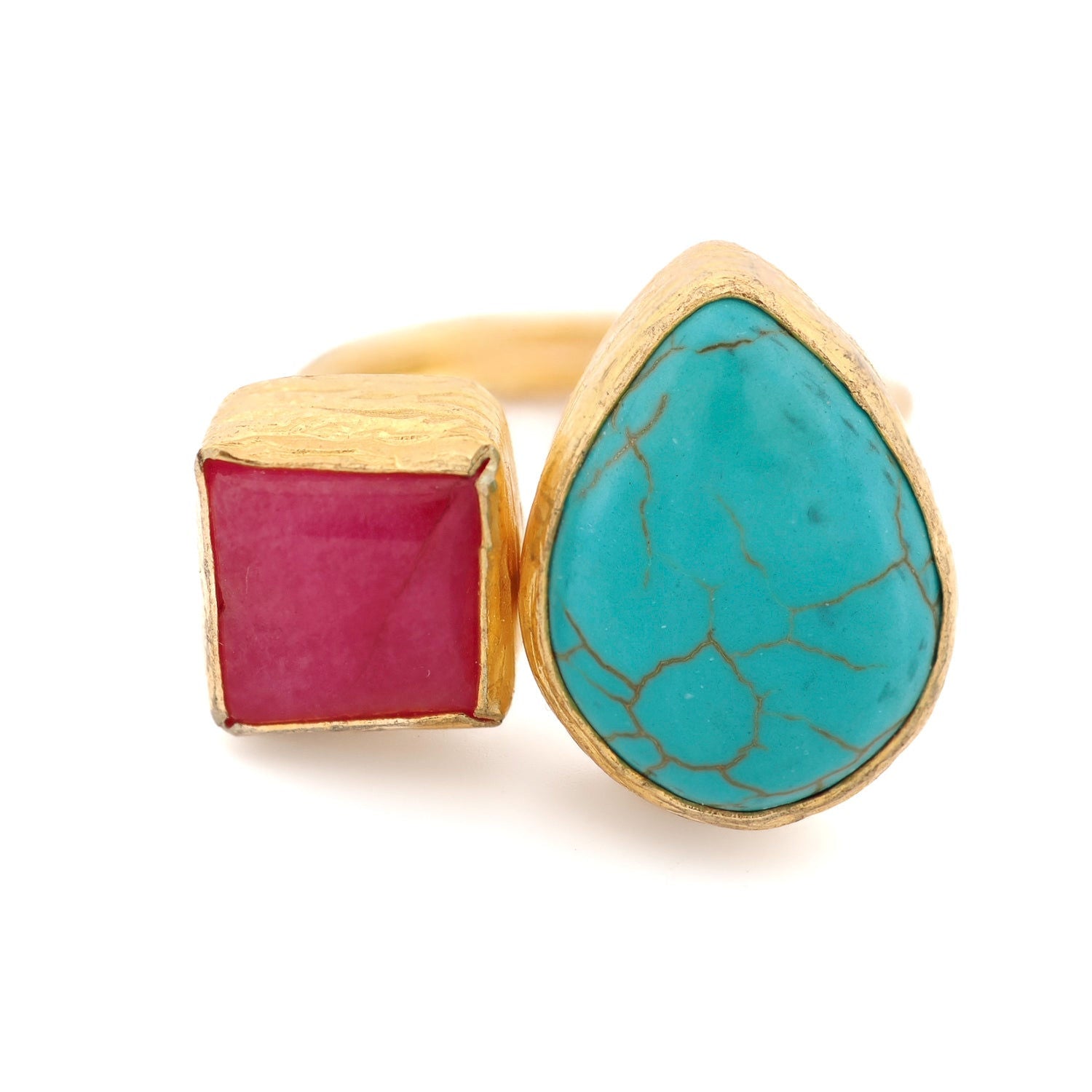 Soul Fire Turquoise & Ruby Gemstone Ring - Multicolour