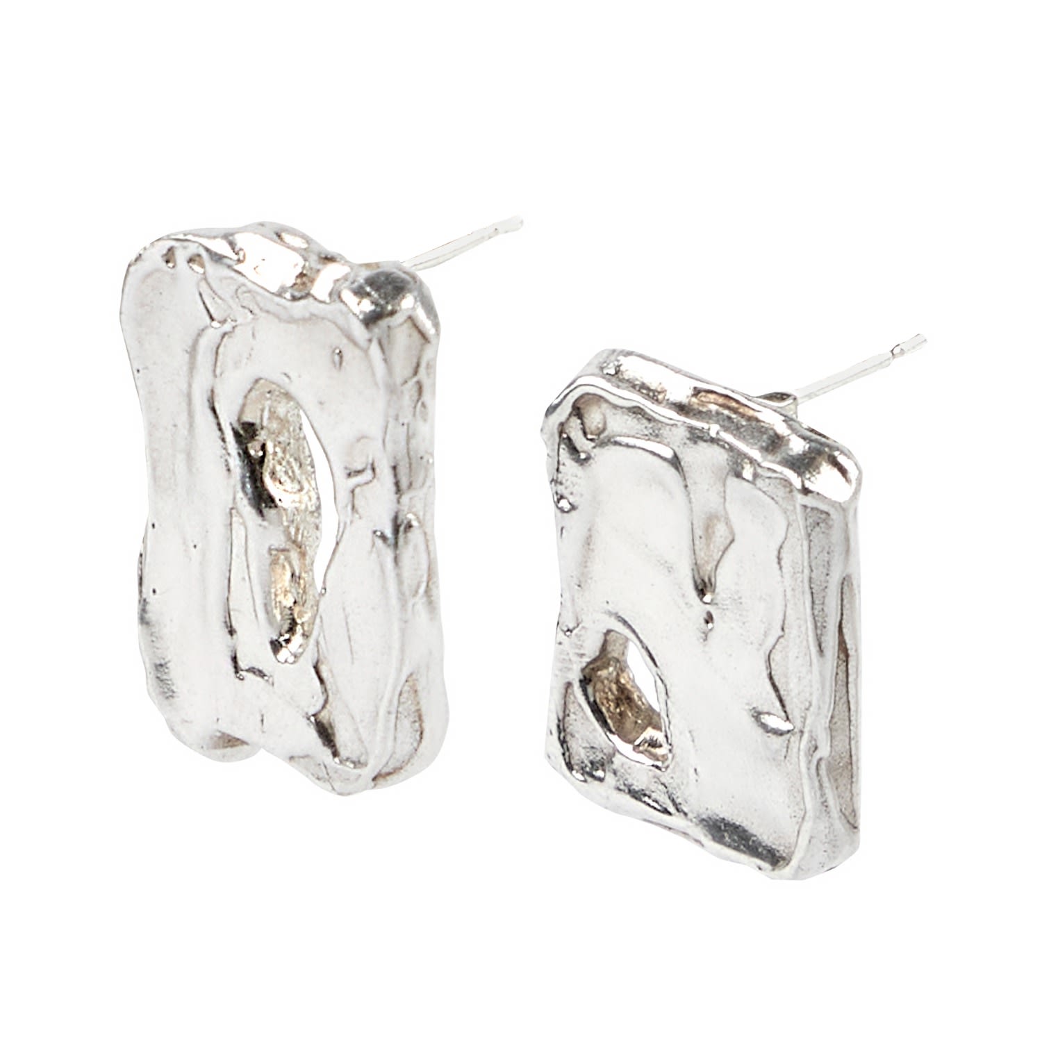 Abstract Molten Soulmate Earrings - Silver