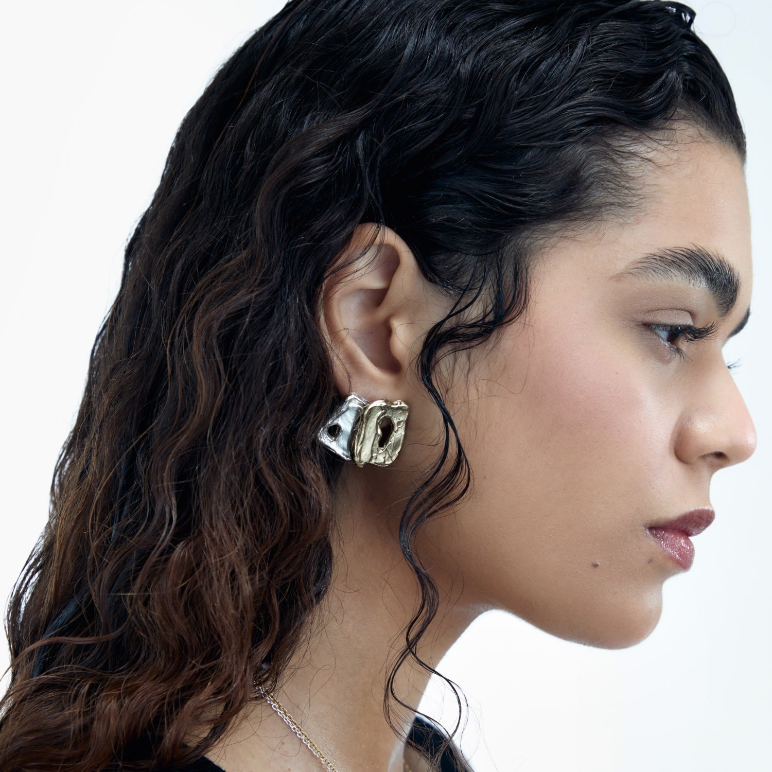 Abstract Molten Soulmate Earrings - Silver