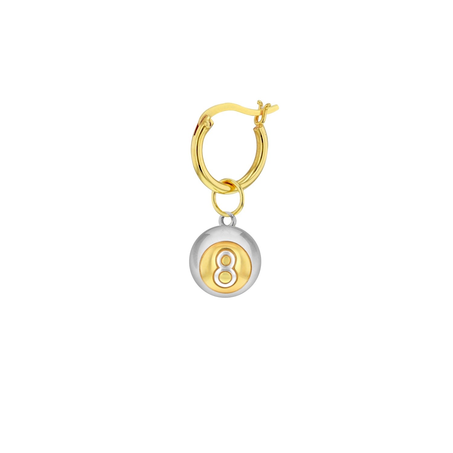 8 Ball Pendant 2Tone Sterling Silver & 18Kt Gold Plated On Gold Chain
