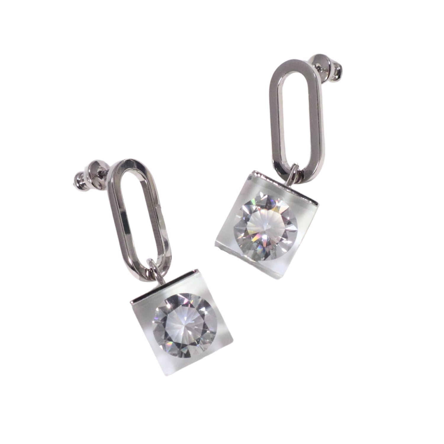 Sparkle Oval Earring Silver