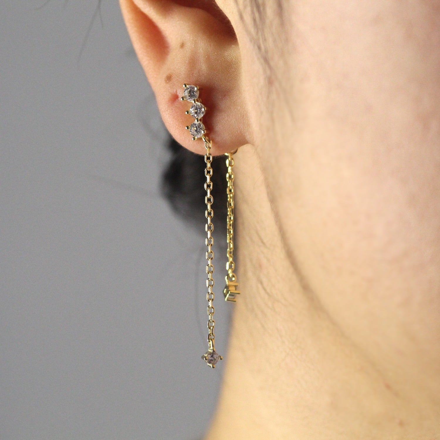Sparkling Dainty Stackable Drop Earrings In Yellow Gold Vermeil