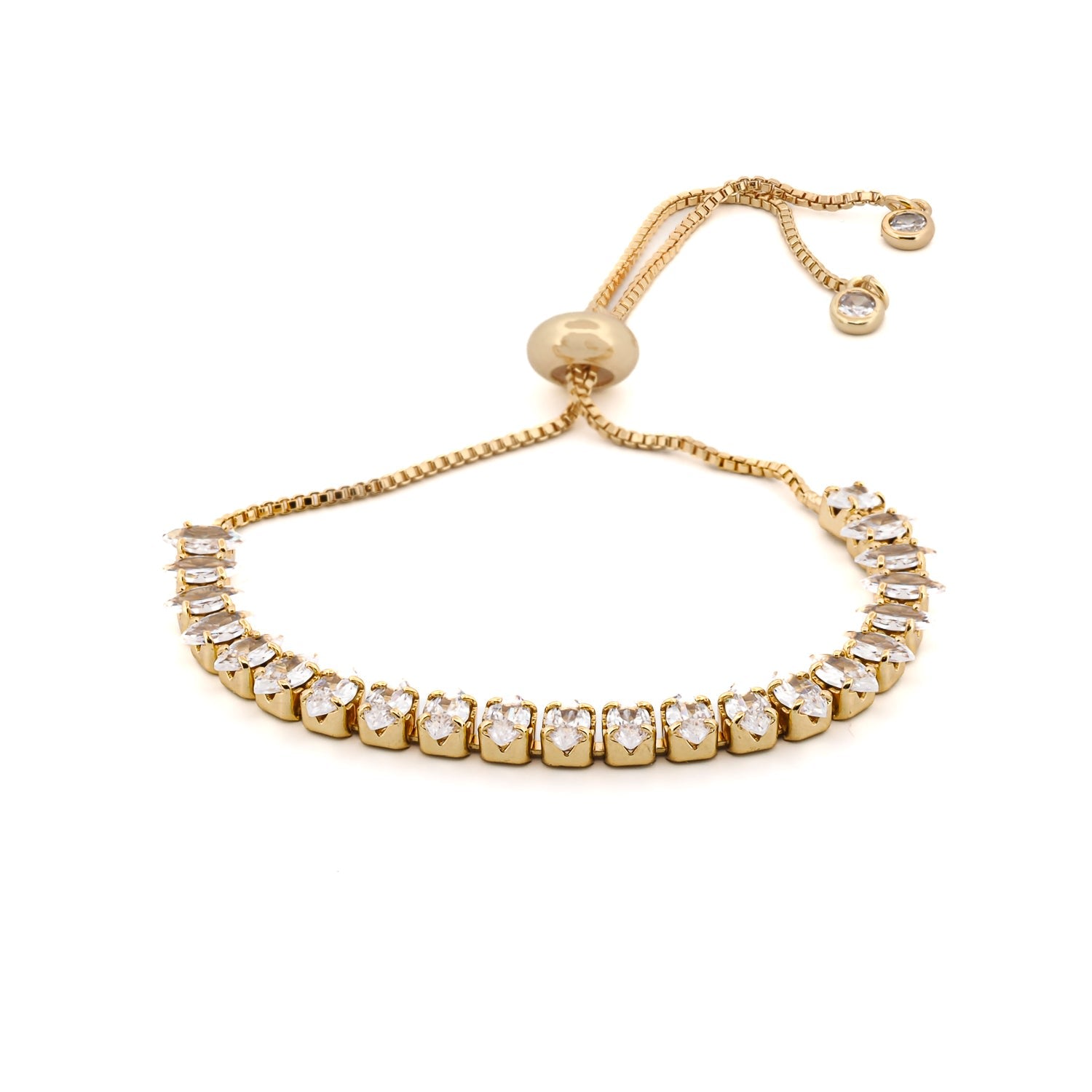 Sparkly Diamond Adjustable Fashion Bracelet - Gold