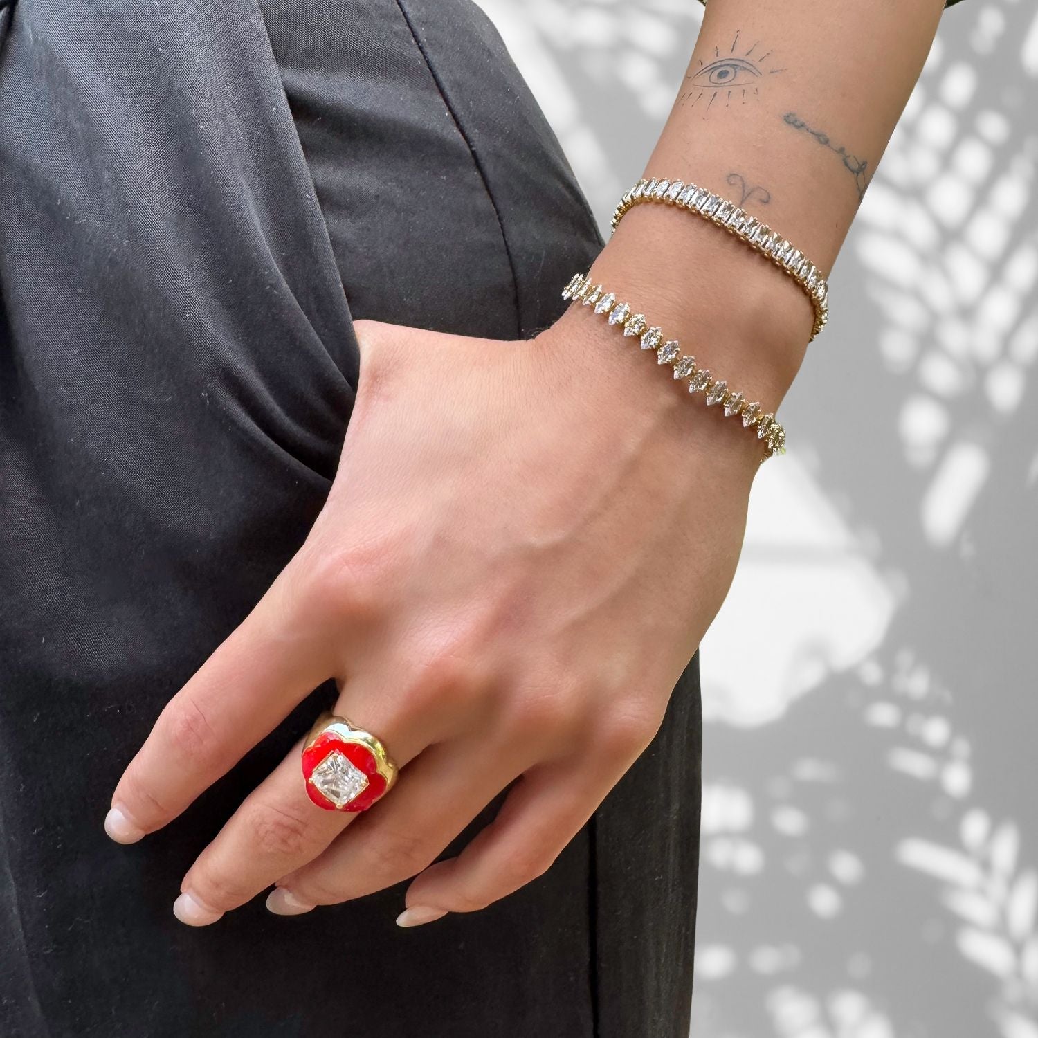 Sparkly Diamond Adjustable Fashion Bracelet - Gold