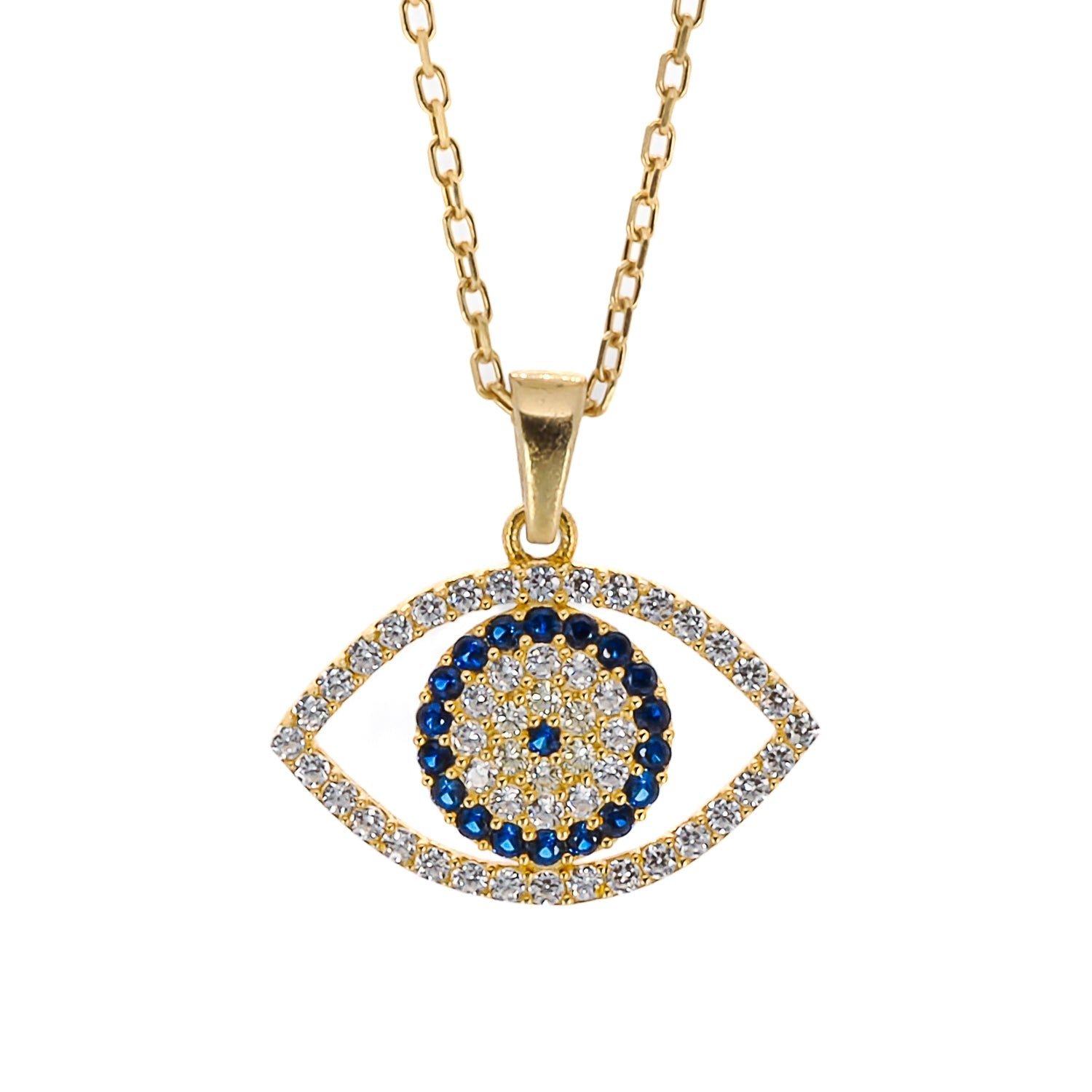 Sparkly Gaze Evil Eye Gold Chain Necklace - Gold