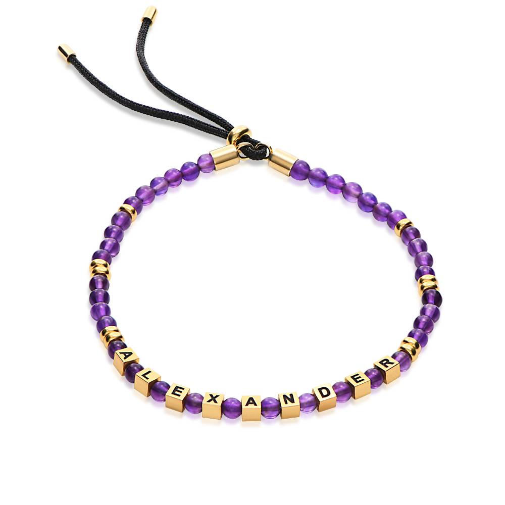Speak Now Beaded Bracelet with Amethyst in 18K Gold Plating
