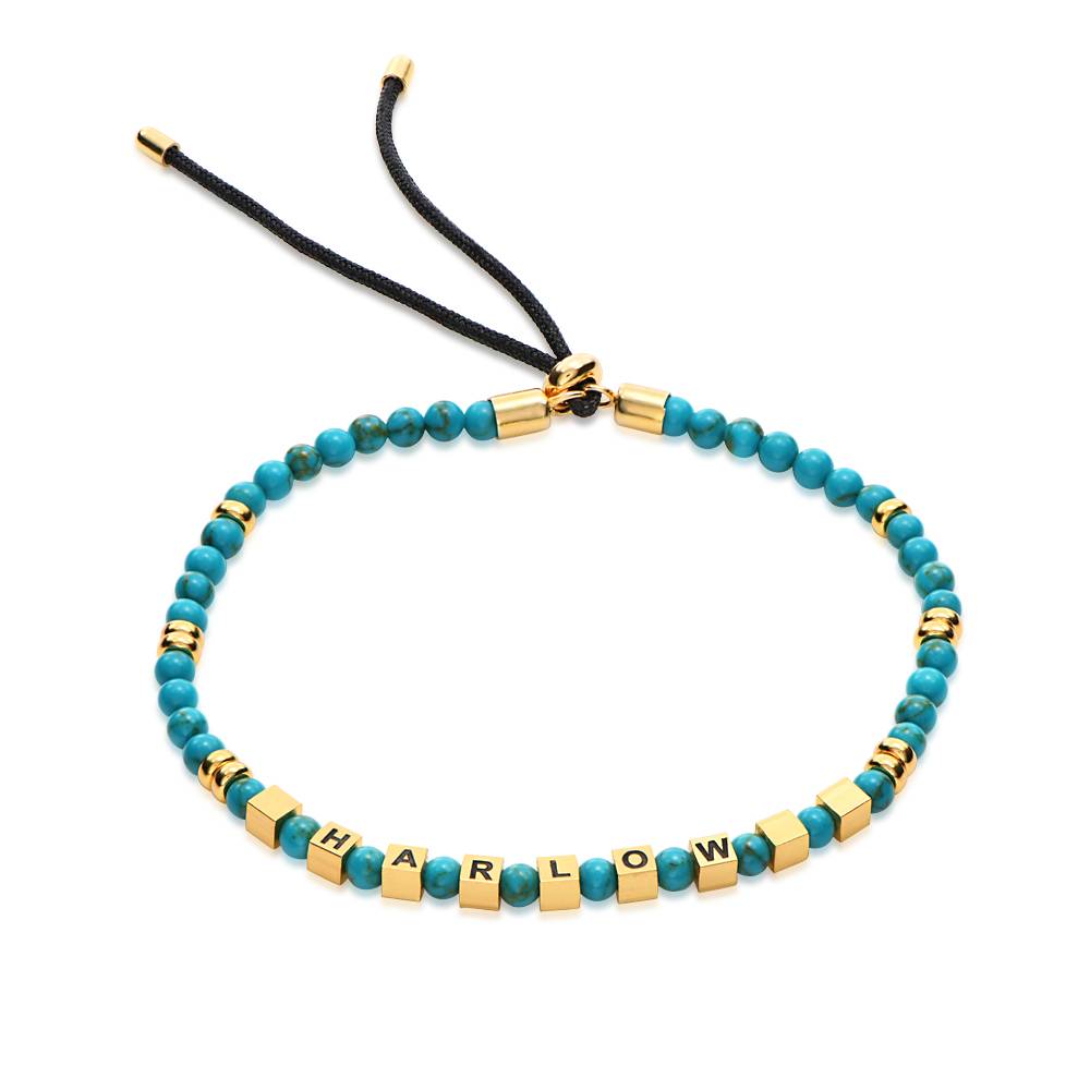 Speak Now Beaded Bracelet with Turquoise Stones in 18K Gold Plating
