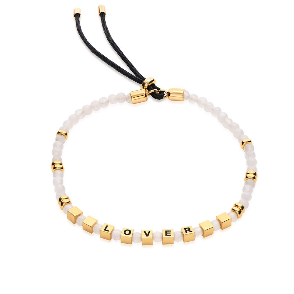 Speak Now Beaded Bracelet with White Moon Stones in 18K Gold Plating