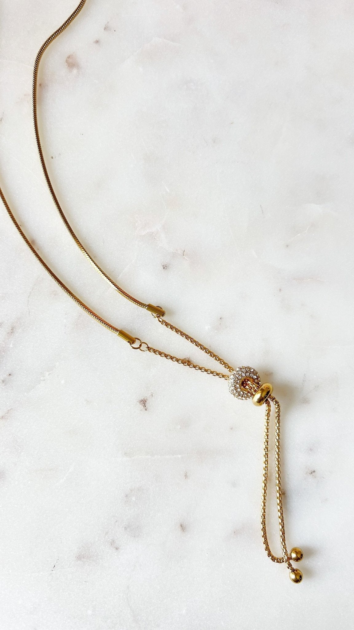 Sphere Bolo Necklace - Gold