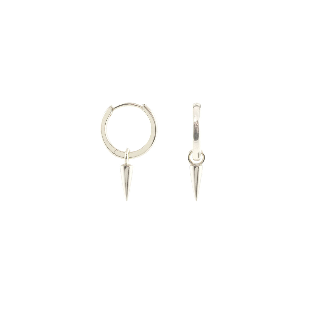 Spike Huggie Hoop Earrings - Sterling Silver