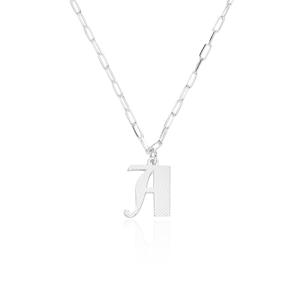 Gothic Initial Necklace in Sterling Silver