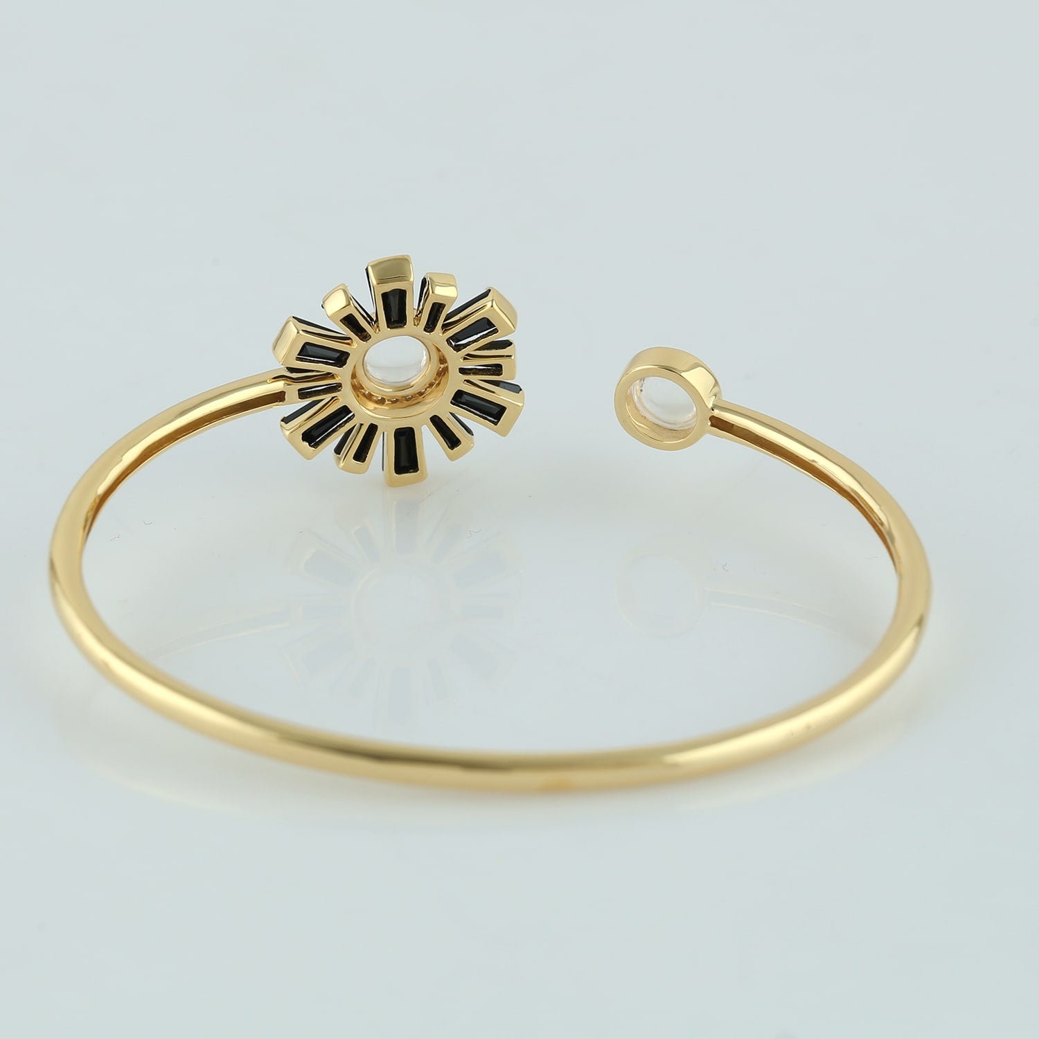 Spinel & Moonstone Pave Diamond Sunburst Cuff Bracelet In 18K Gold