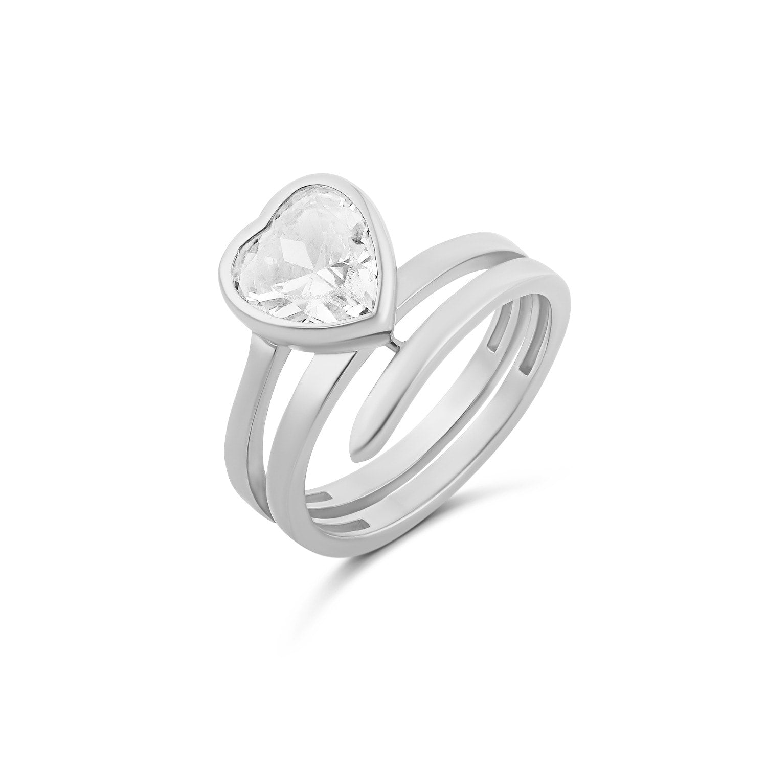 Spiral Heart Ring - Silver