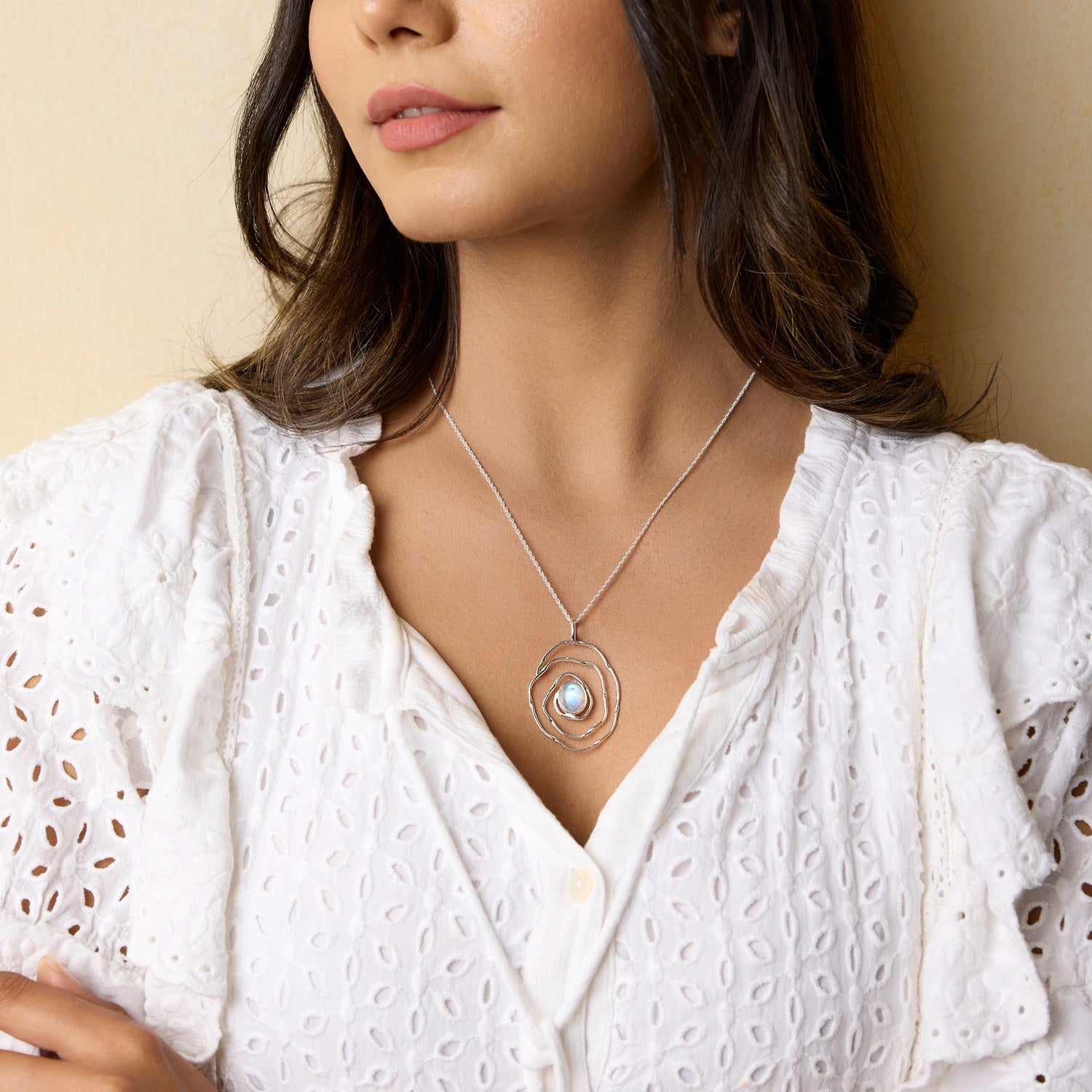 Spiral Moonstone Pendant Necklace
