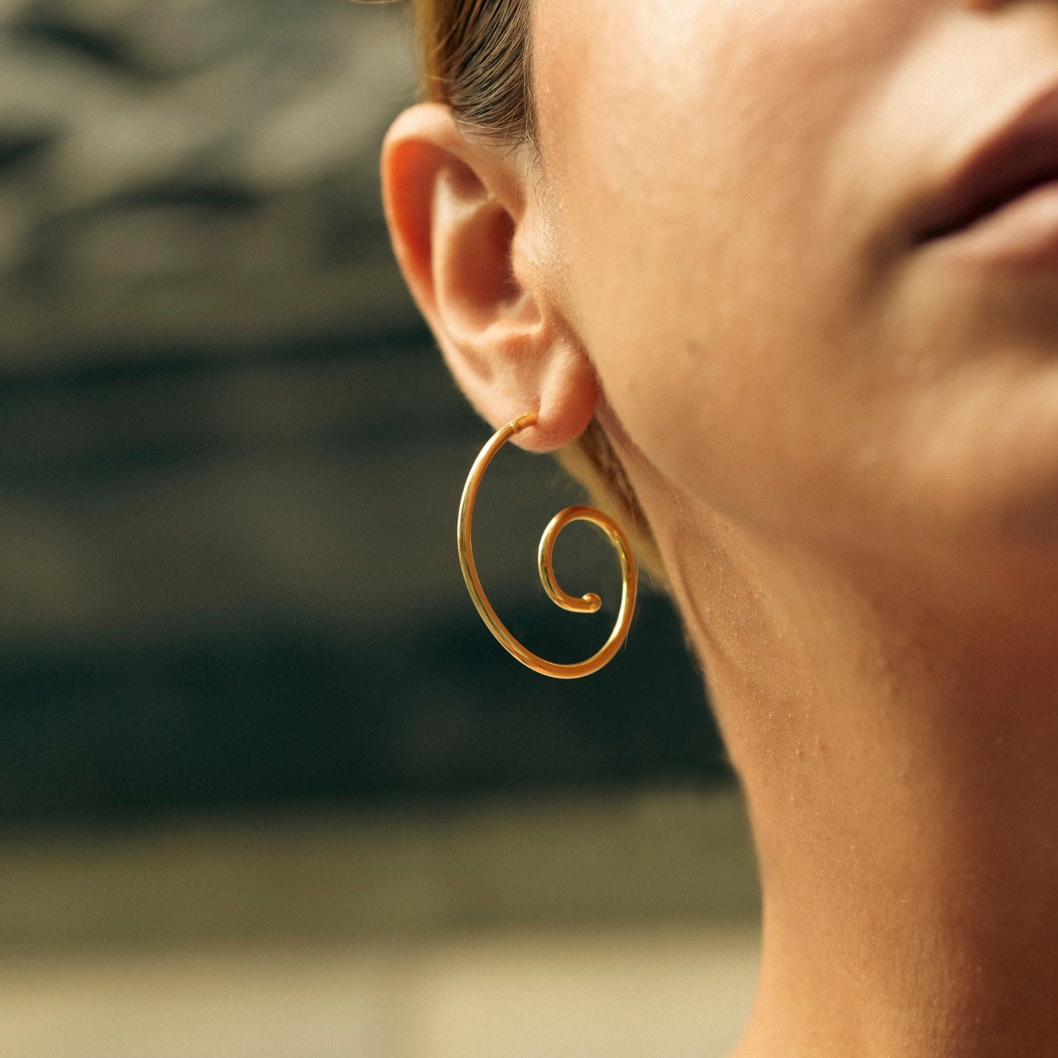 Spiral Sterling Silver Stud Earrings - Gold