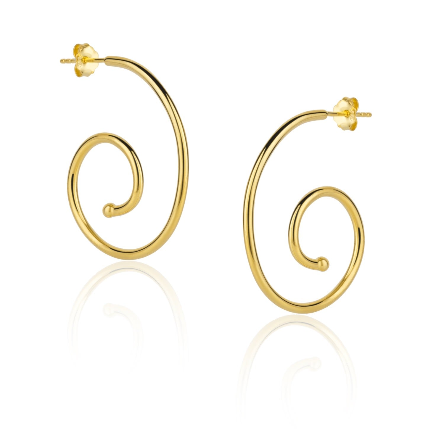 Spiral Sterling Silver Stud Earrings - Gold
