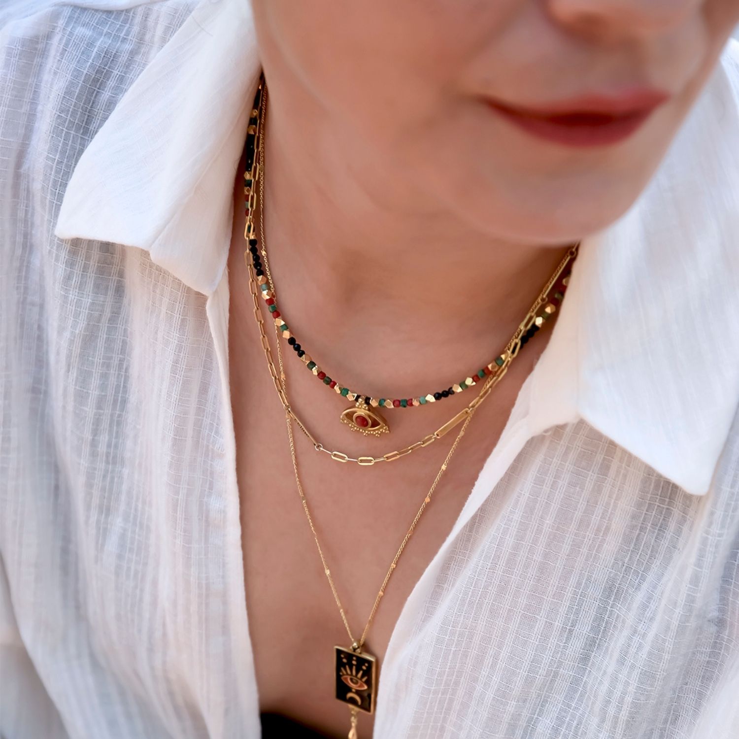 Spirit Eye - Natural Beaded Eye Necklace