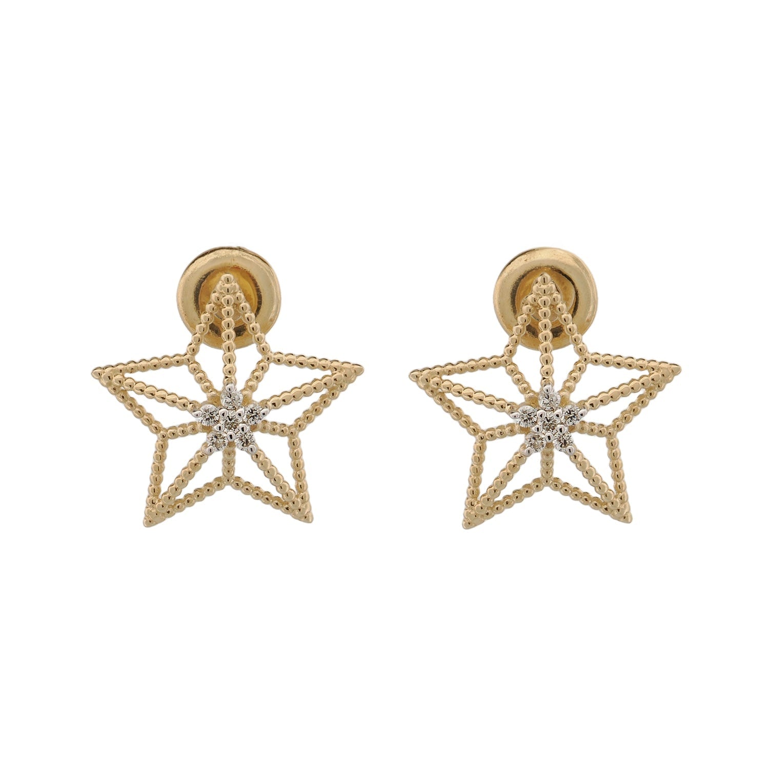 Spiritual Guiding Star Diamond Gold Stud Earrings - Gold