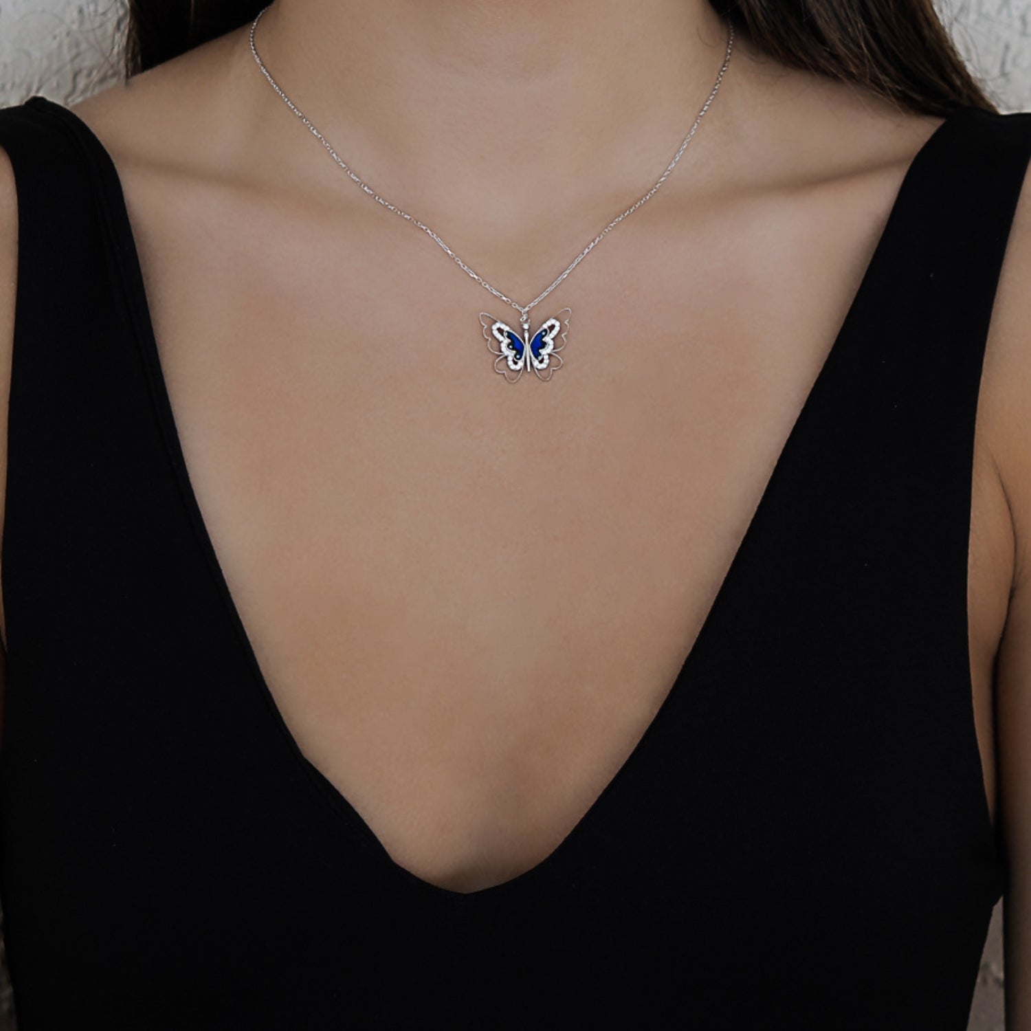Spiritual Transformation Blue Butterfly Necklace - Blue