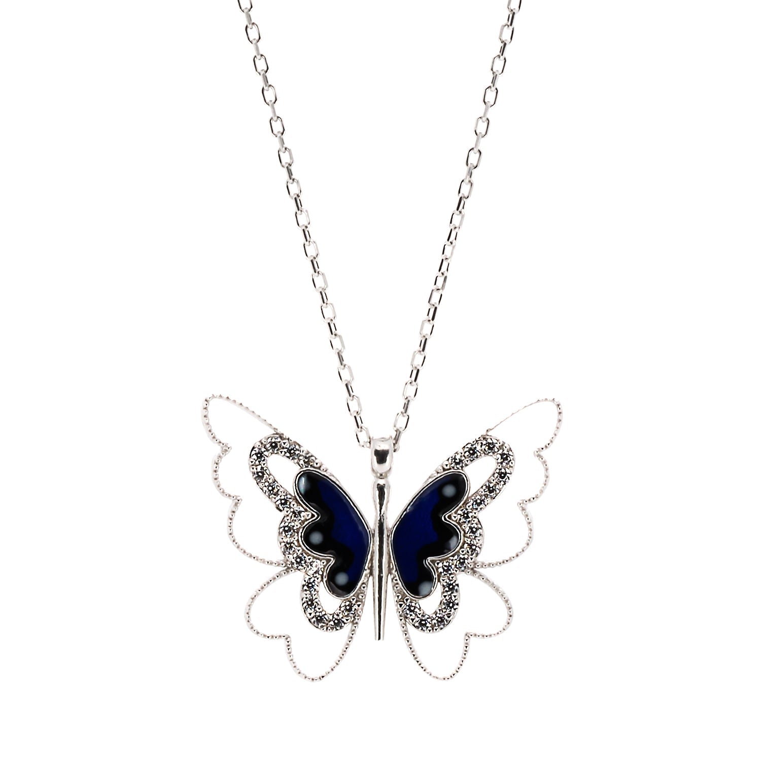 Spiritual Transformation Blue Butterfly Necklace - Blue