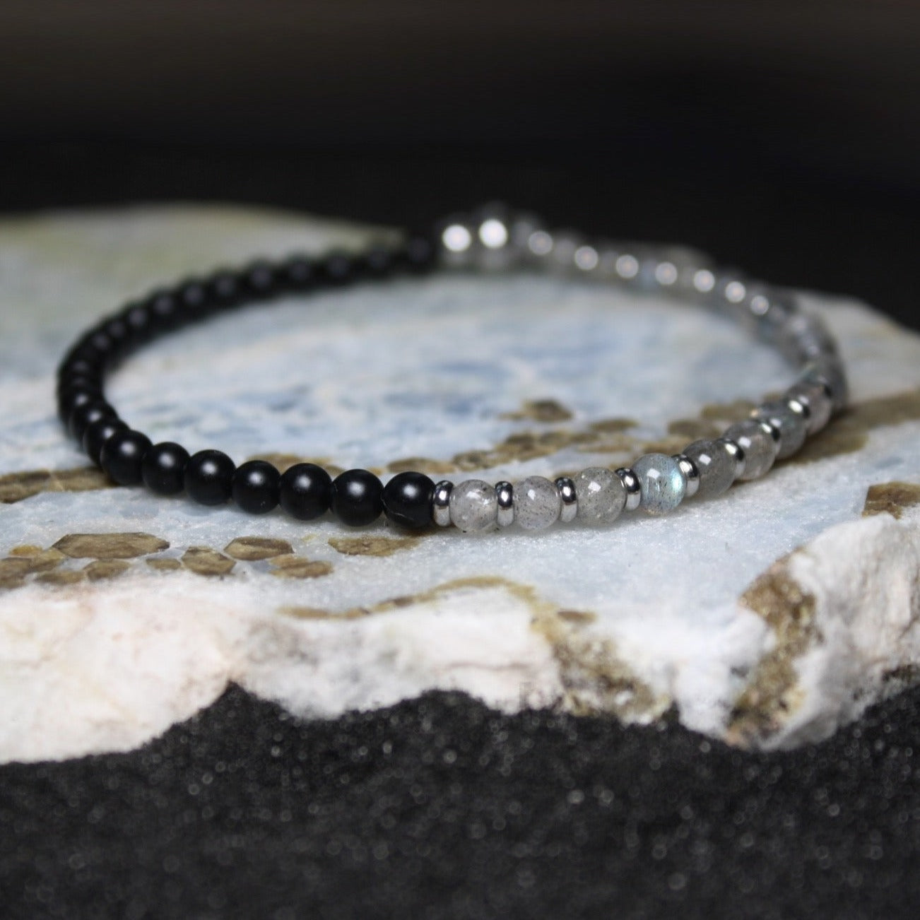 Split Onyx And Labradorite Bracelet