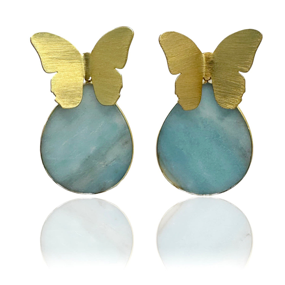 Spring Butterfly Amazonite Statement Earrings