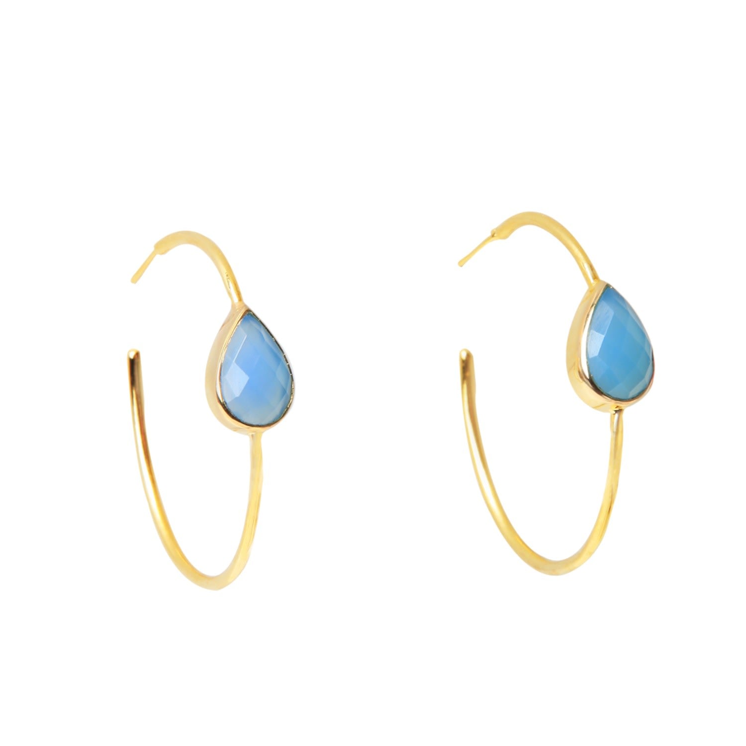 Spring Life Blue Gemstone Hoop Earrings