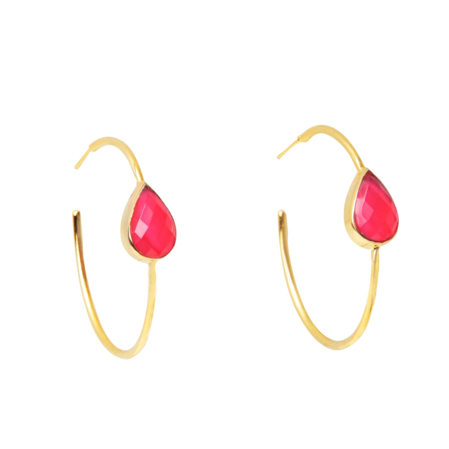 Spring Life Hot Pink Gemstone Hoop Earrings