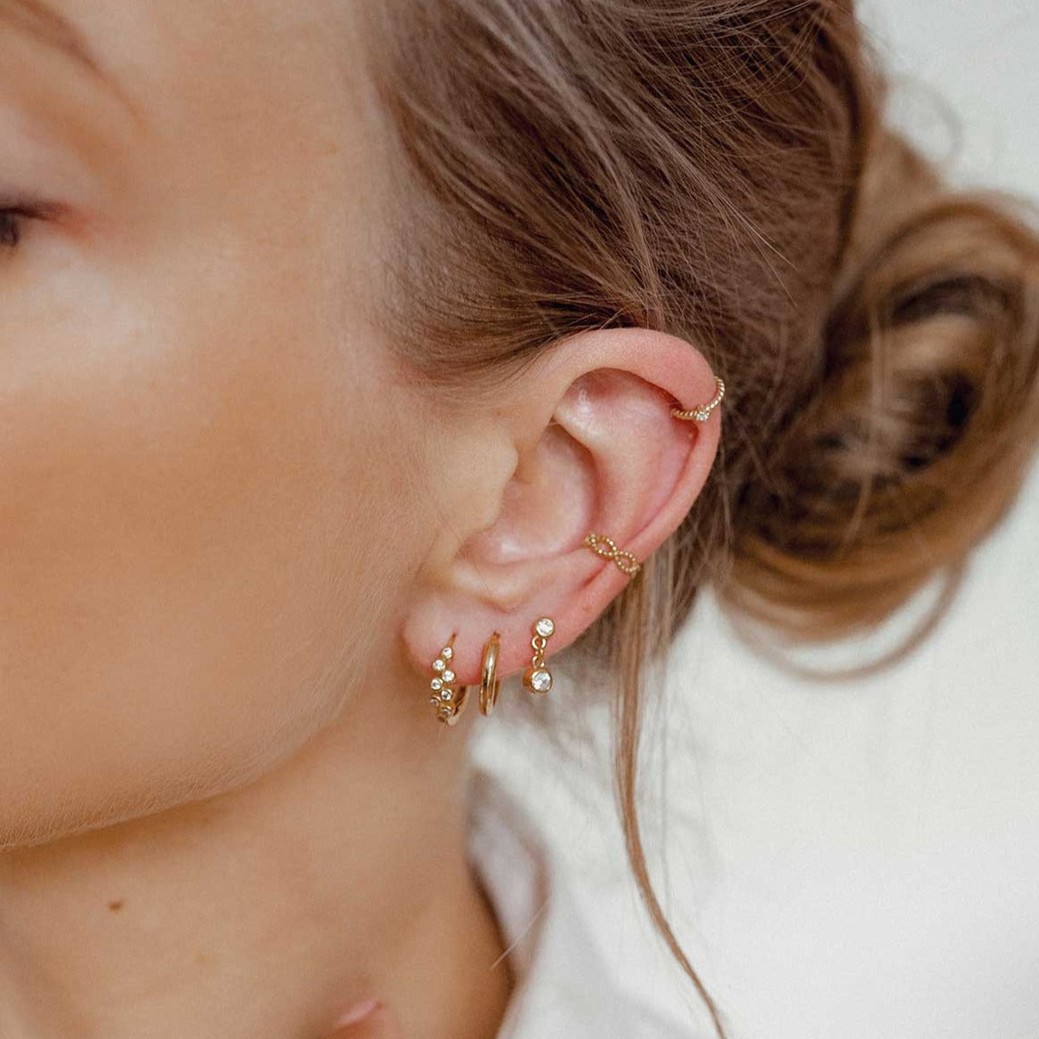 Sprinkle Huggie Hoop Earrings Sterling Silver Gold