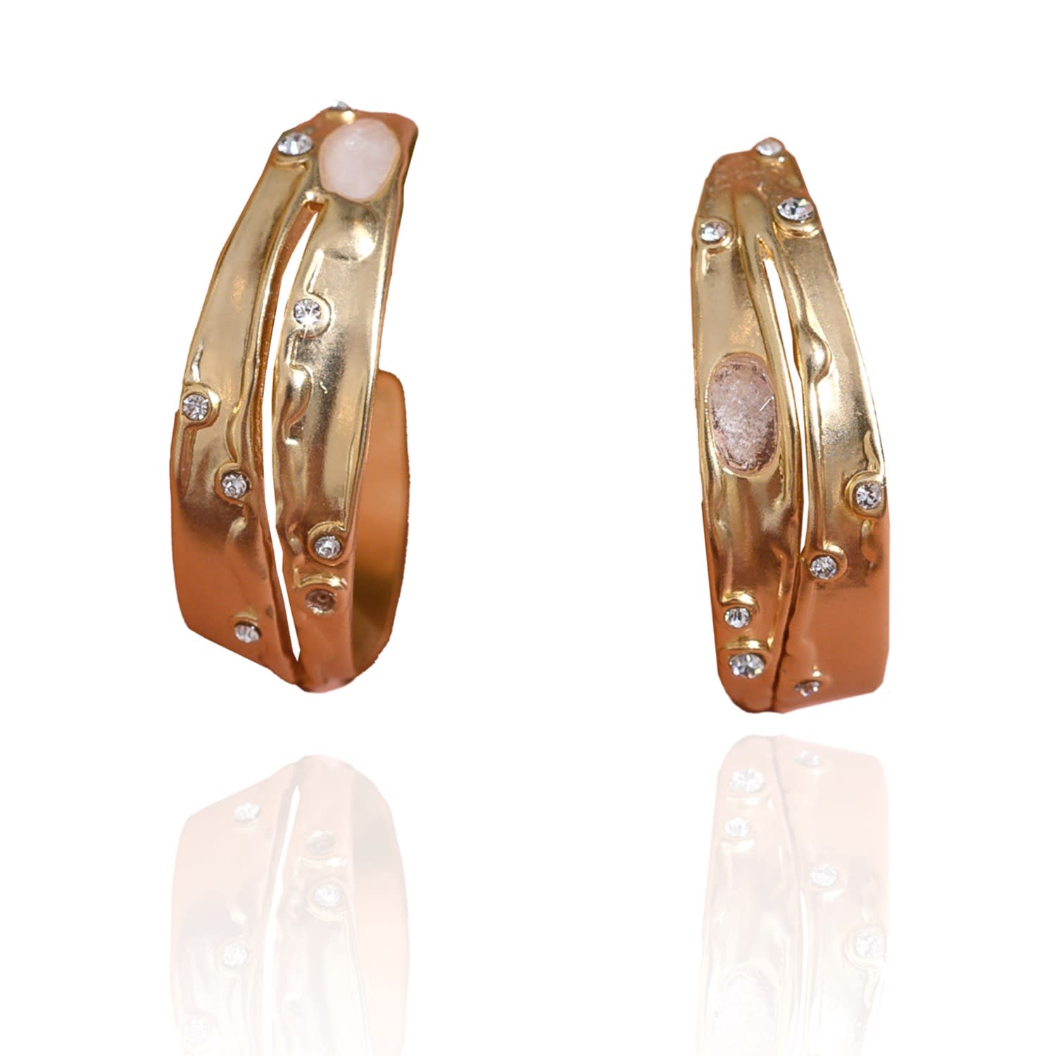 Sprinkled Clear Quartz Hoop Earrings