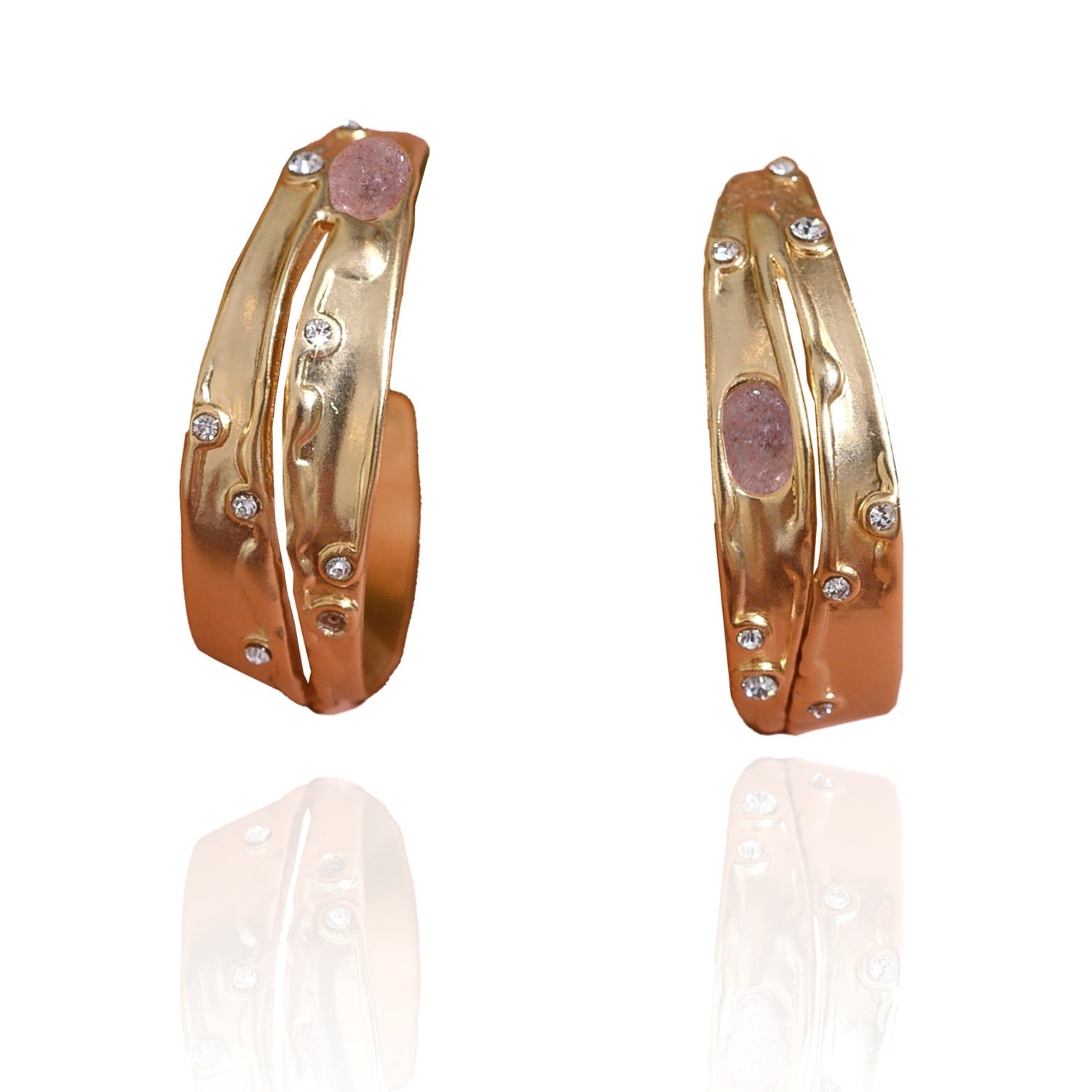 Sprinkled Pink Stones Hoop Earrings