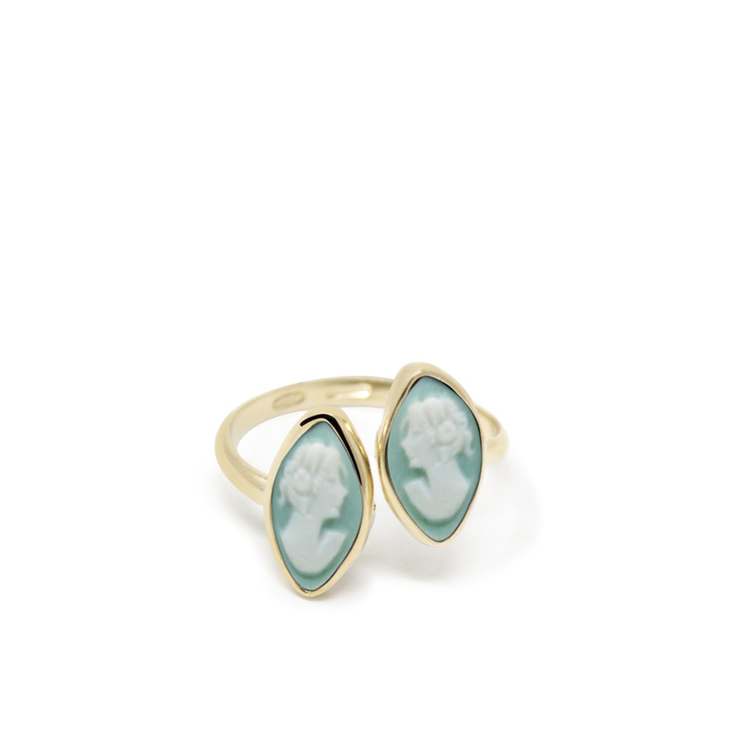 Mariana Gold-Plated Green Cameo Ring
