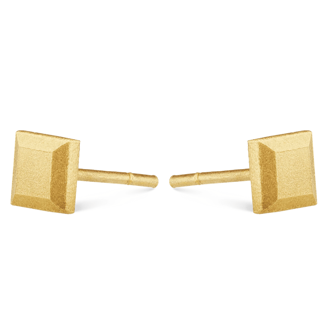 Square Bullion Stud Earrings -