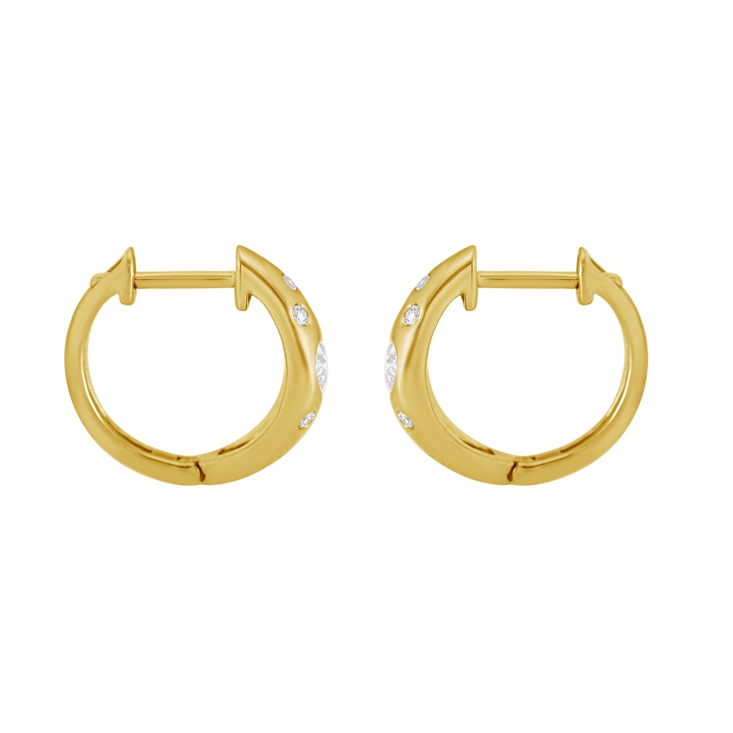 Square Cut Natural Diamond Hoop Earrings In Yellow Gold – Fine Jewelry
