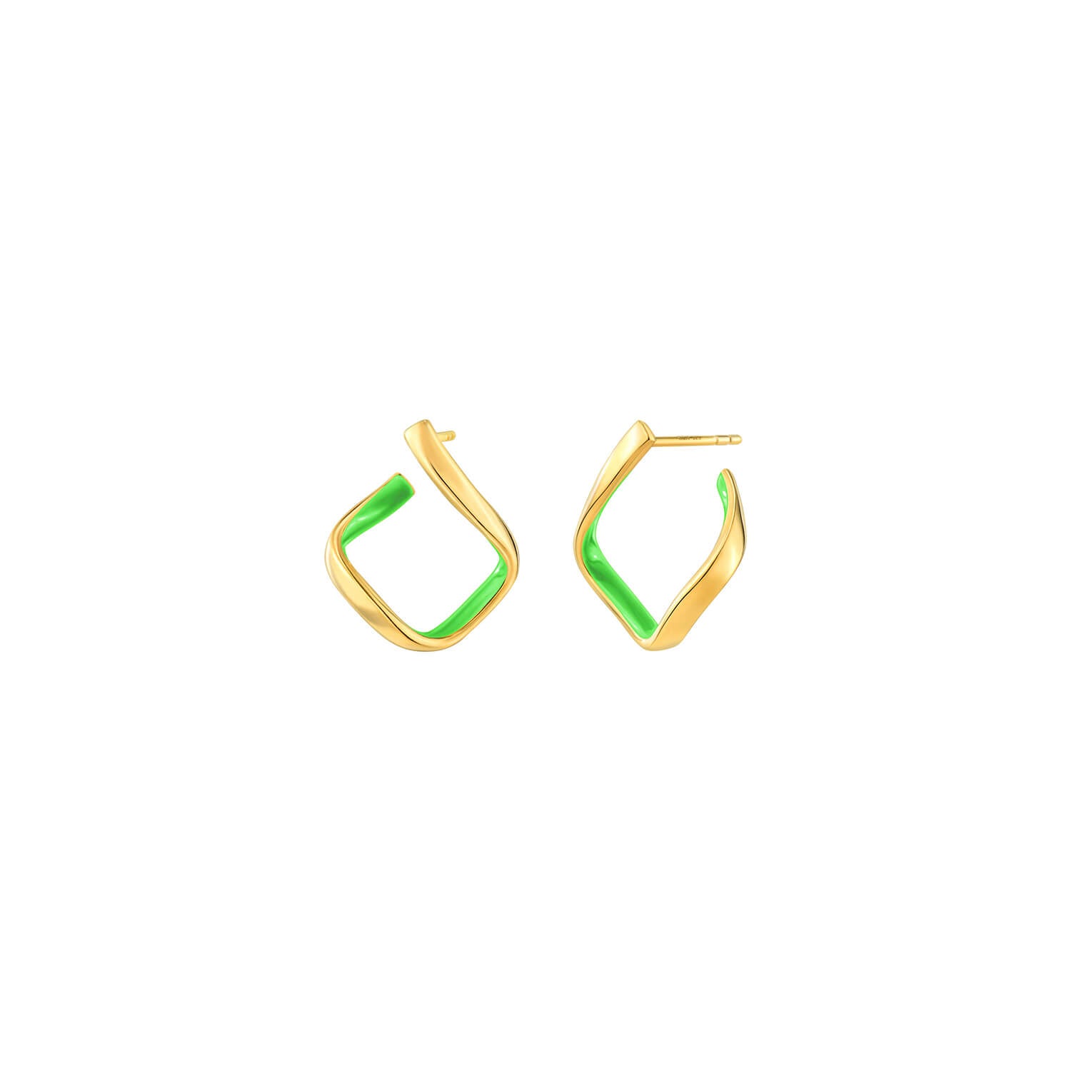Square Enamel Hoops In Neon