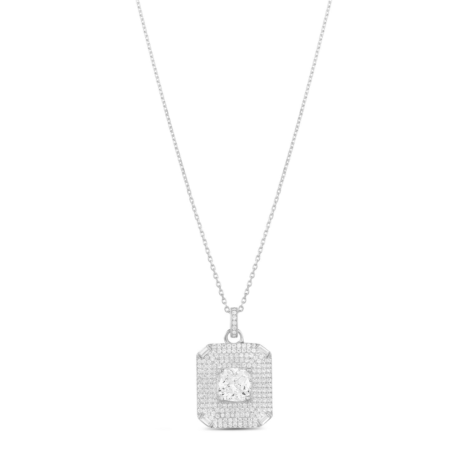 Square Medallion Pendant - Silver
