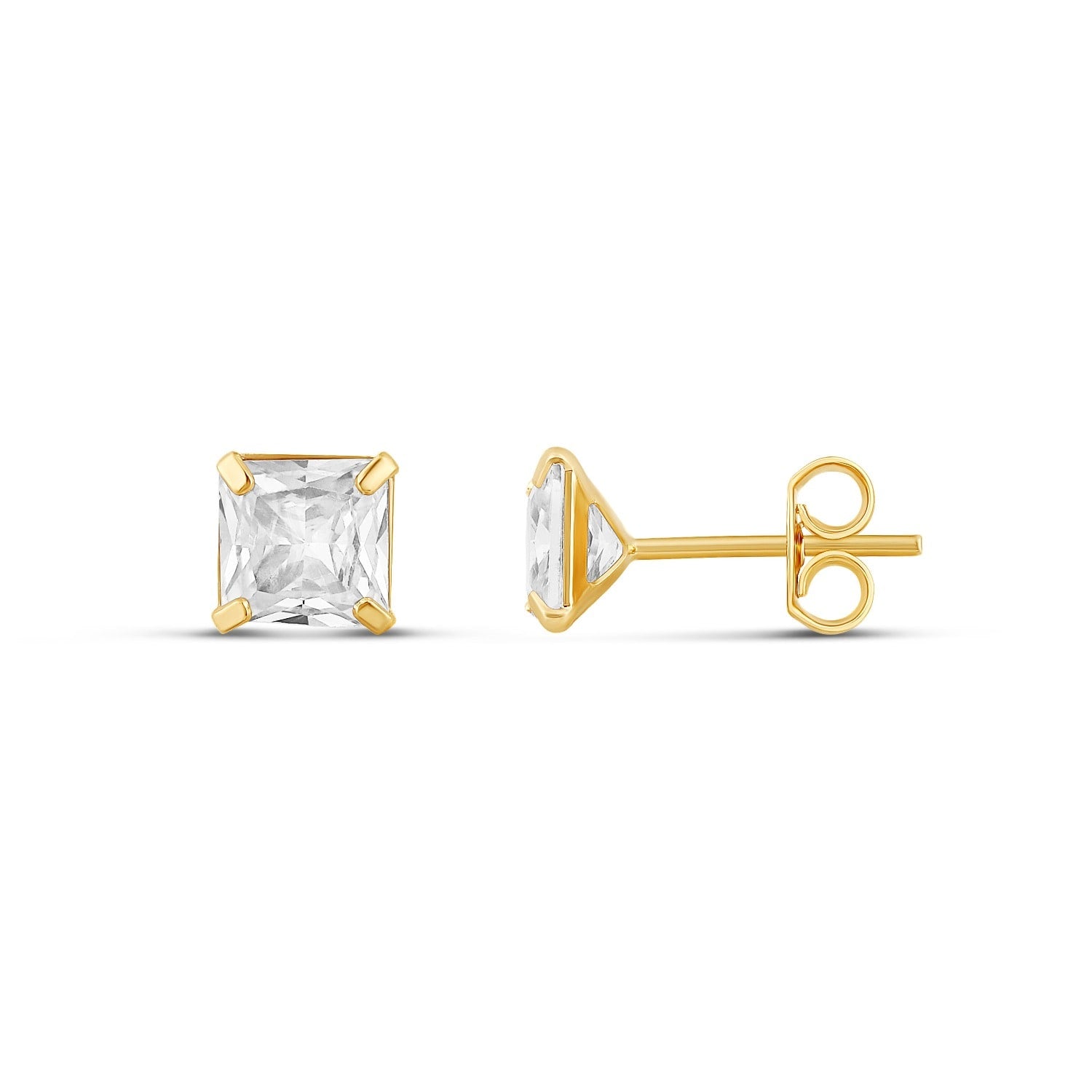 Square Prong-Set Mini Studs - Gold