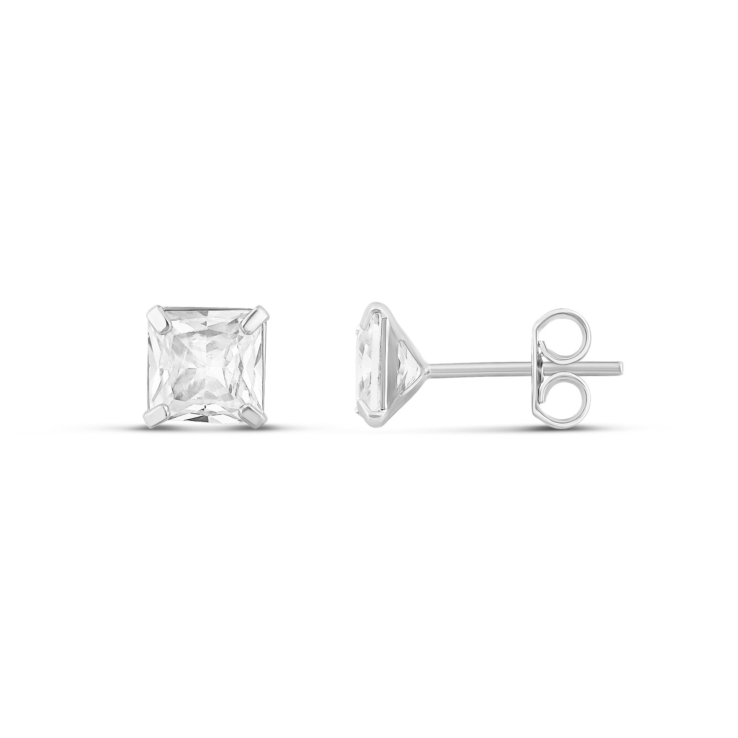 Square Prong-Set Mini Studs - Silver