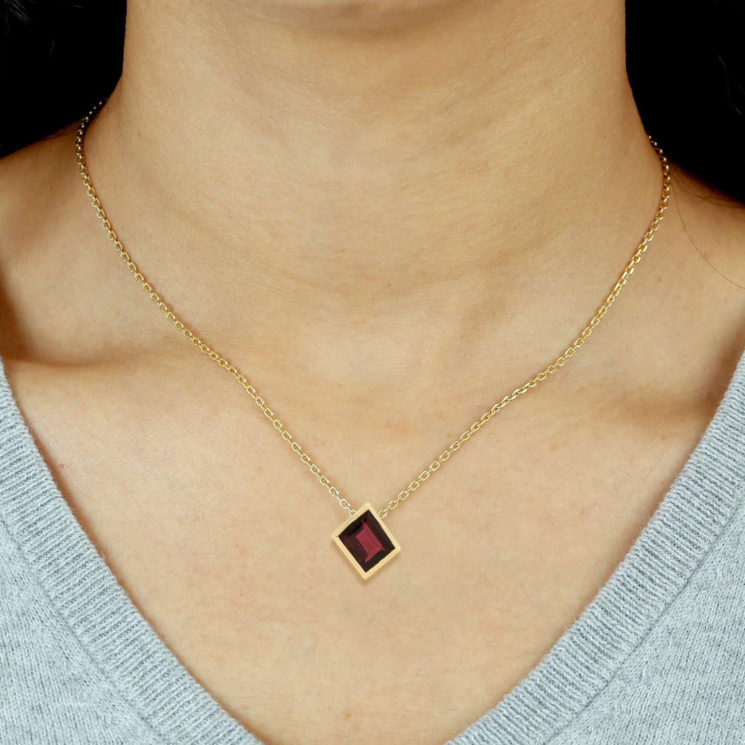 Pink Tourmaline Statement Eveyday Pendant In Solid Yellow Gold