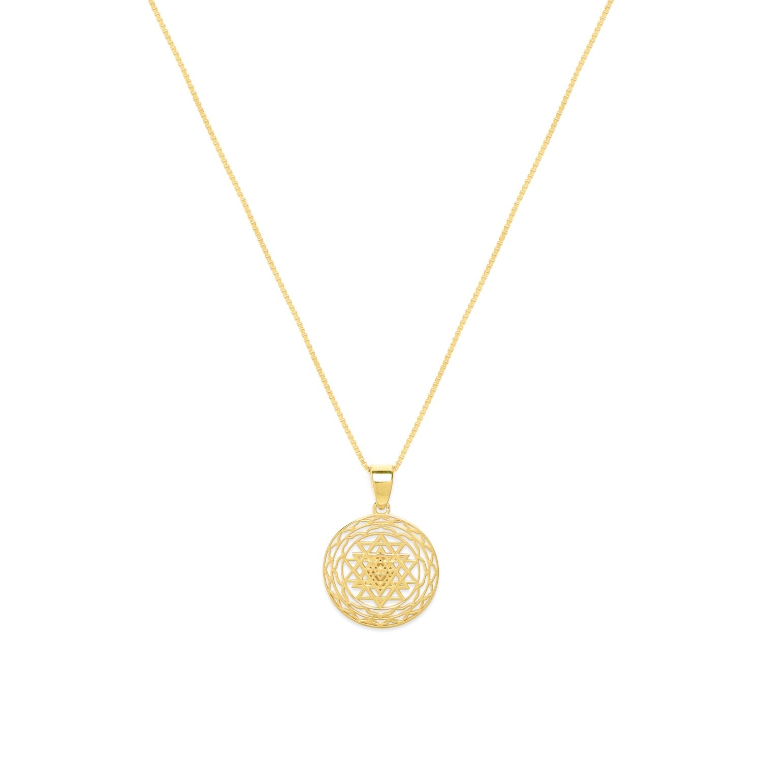 Sri Yantra Supreme Manifestor Necklace, Gold Over Sterling Silver