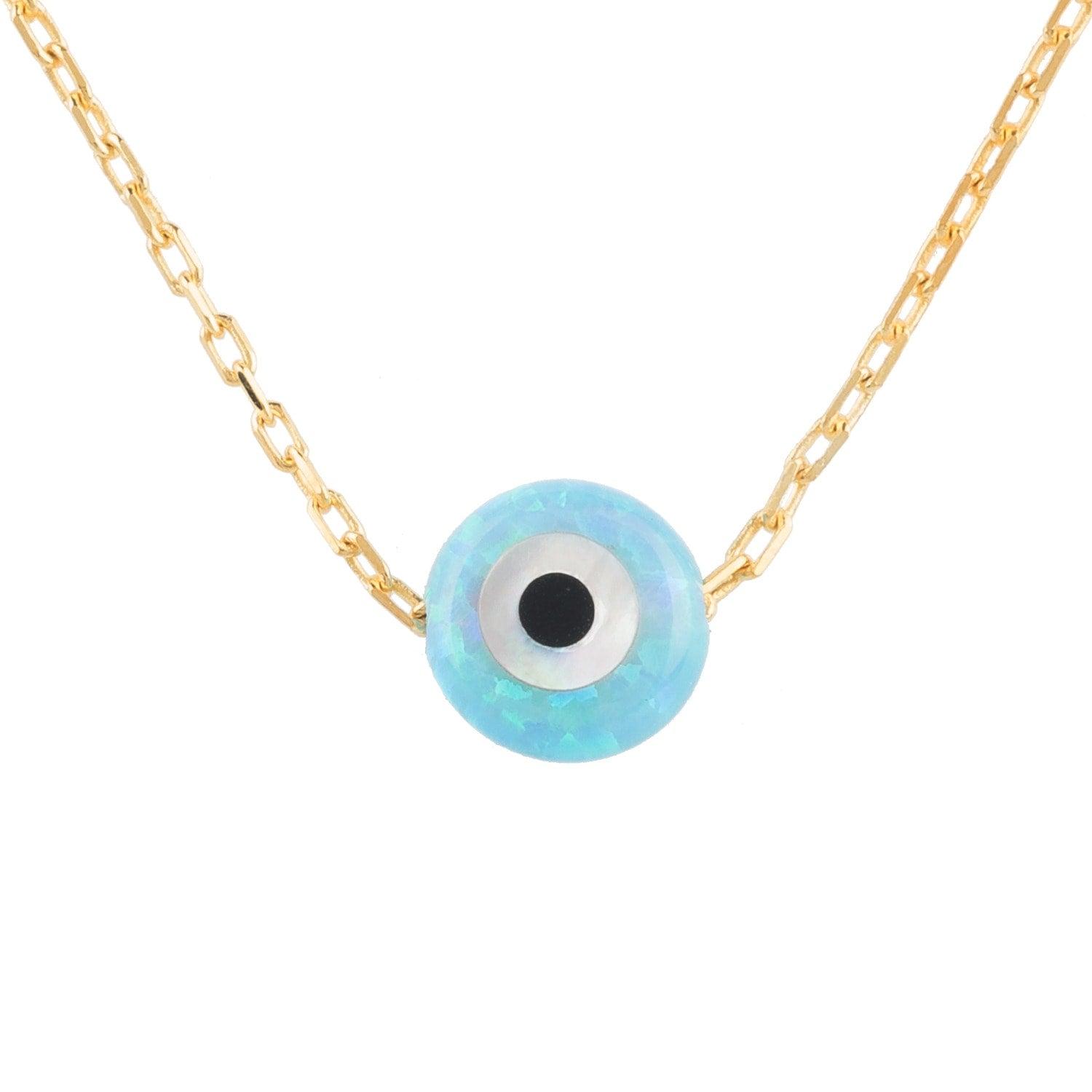 Evil Eye Mini Opalite Pendant Necklace Gold