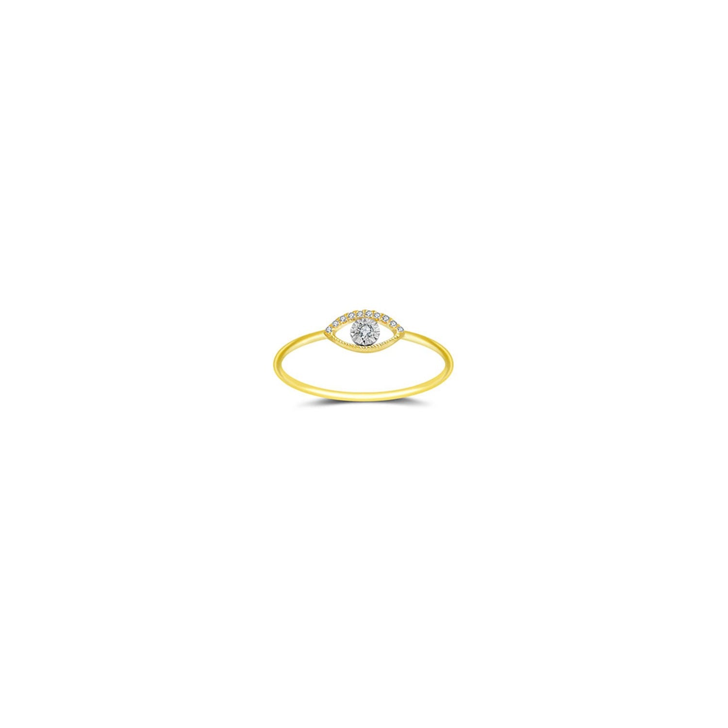 18K Yellow Gold Eye Shape Diamond Ring