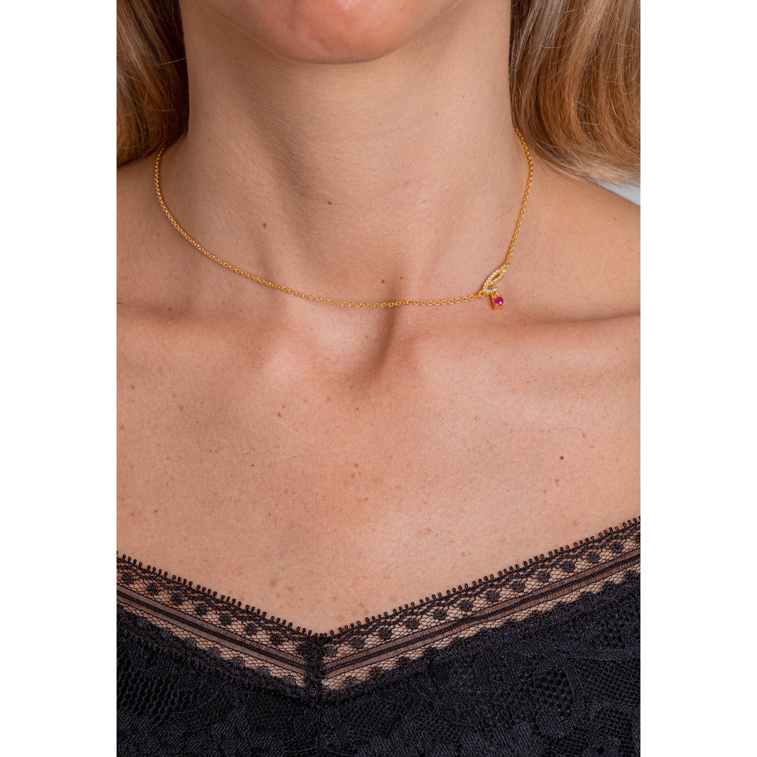Zircon "L" Initial Necklace