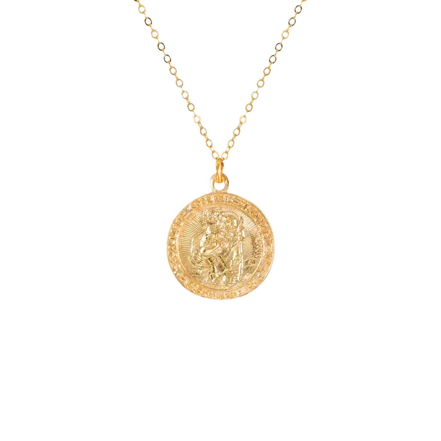 St Christopher Charm Necklace Pendant Gold Delicate Chain