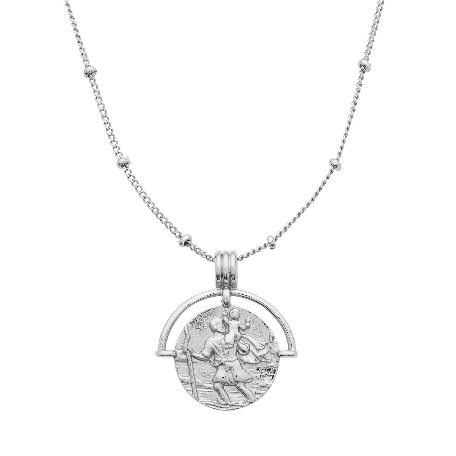 St Christopher Pendant Necklace Silver