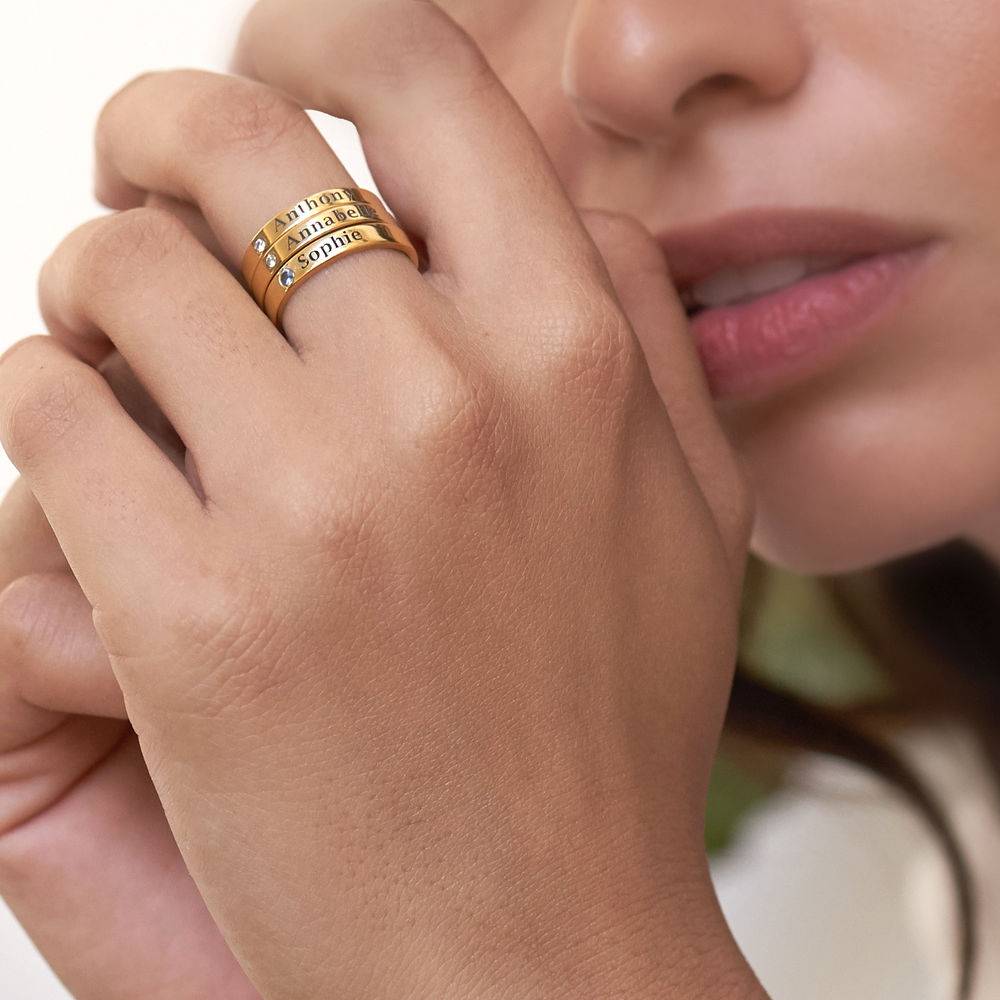 Stackable Birthstone Name Ring in 18K Gold Vermeil